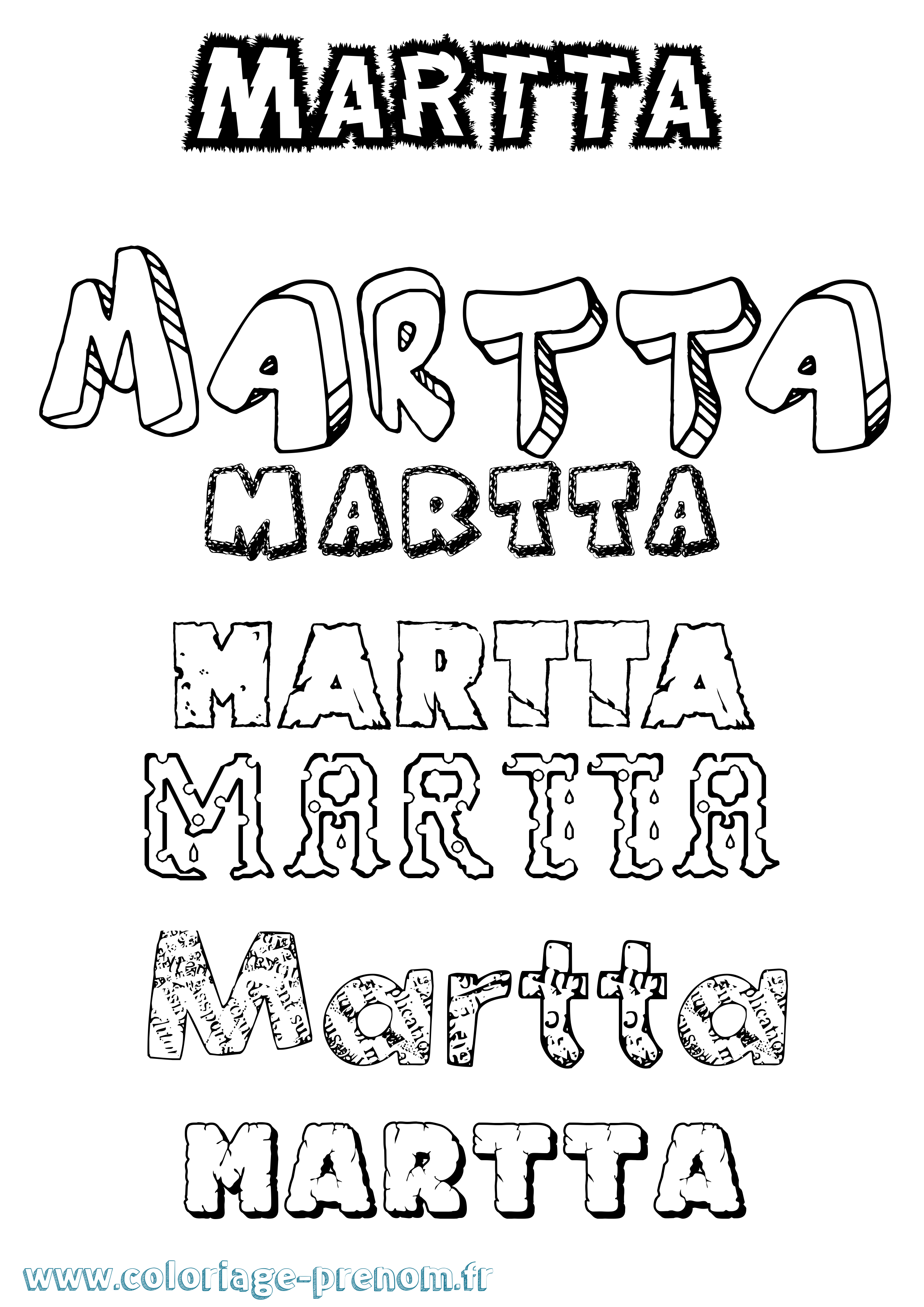 Coloriage prénom Martta Destructuré