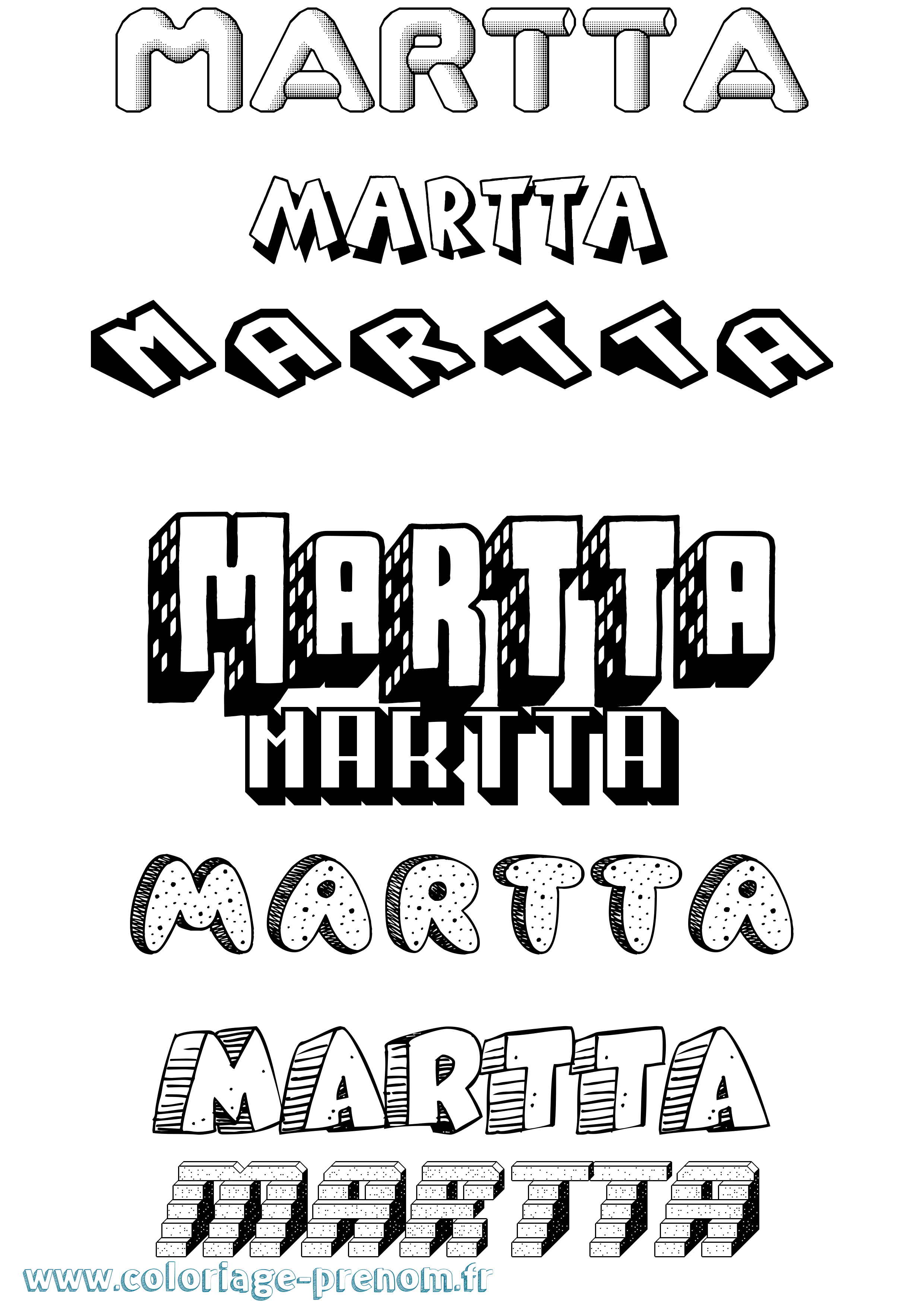 Coloriage prénom Martta Effet 3D