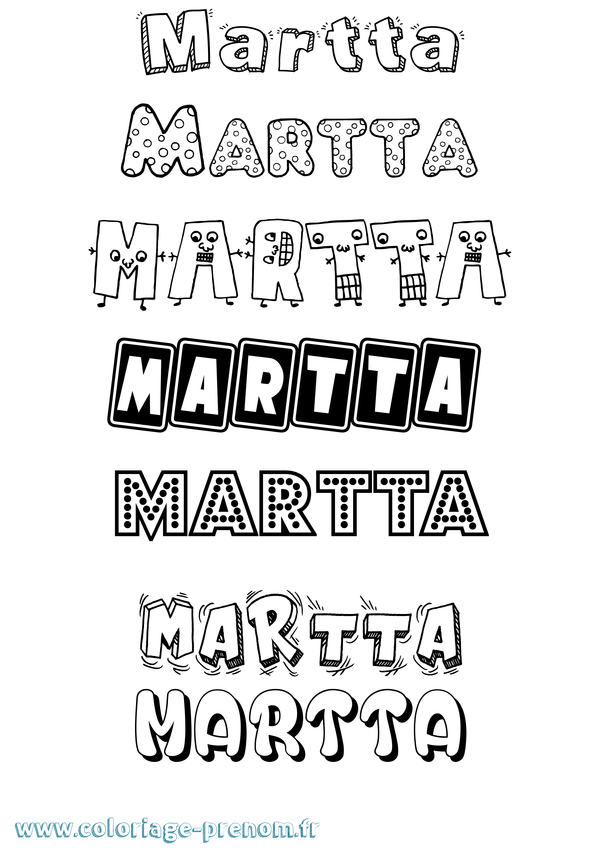Coloriage prénom Martta Fun