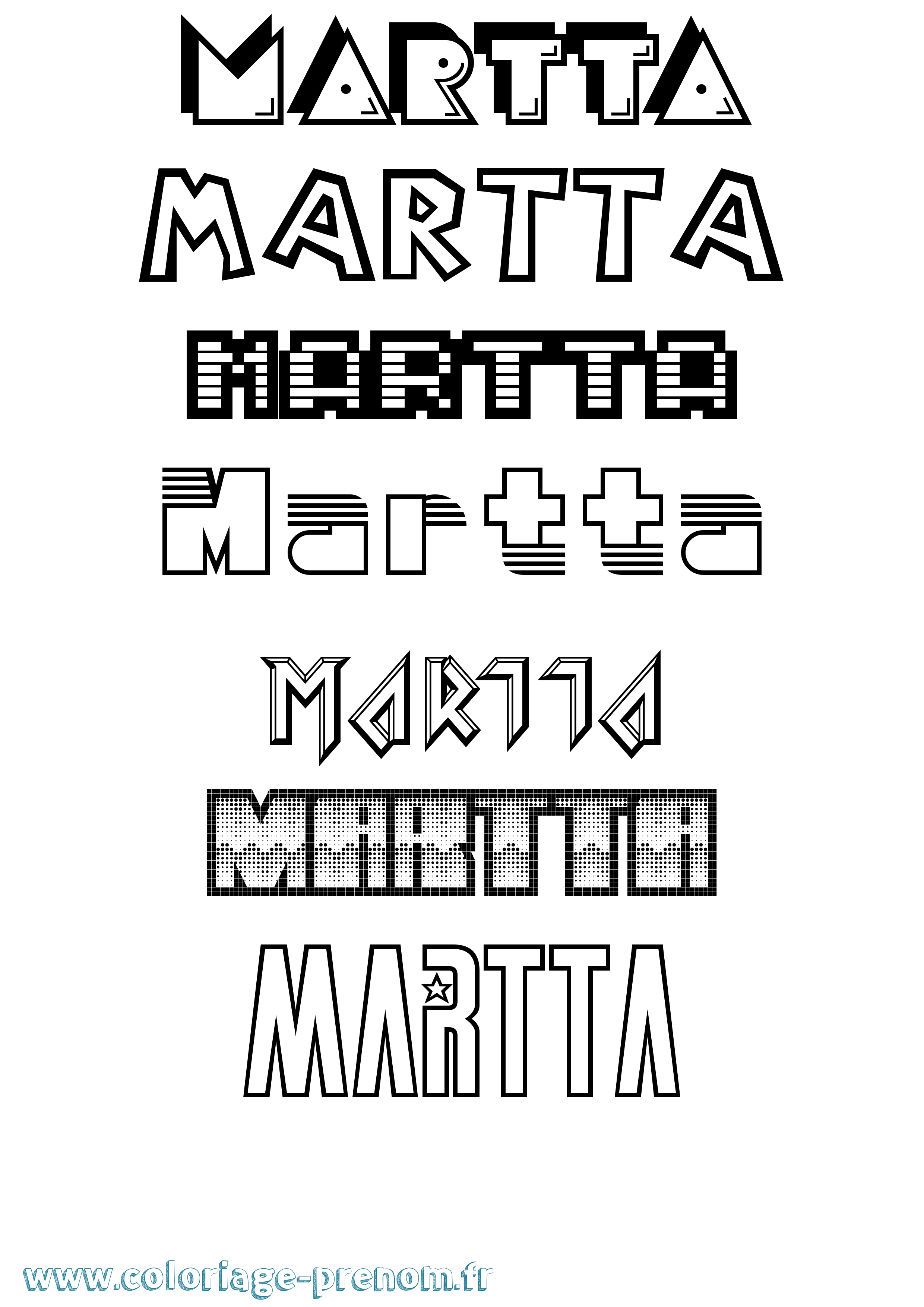 Coloriage prénom Martta Jeux Vidéos