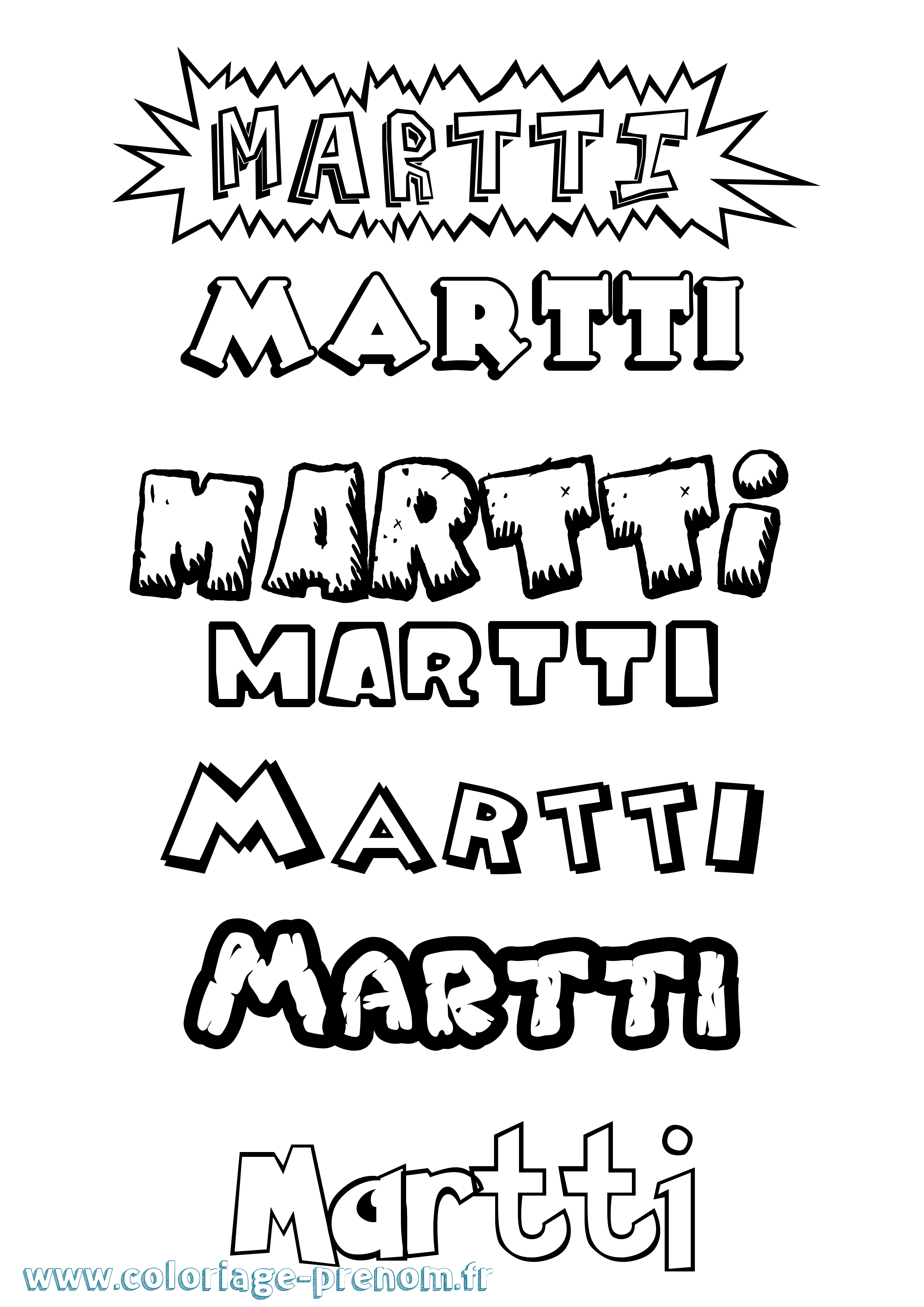 Coloriage Martti Dessin Animé Coloriage prénom Martti Dessin Animé