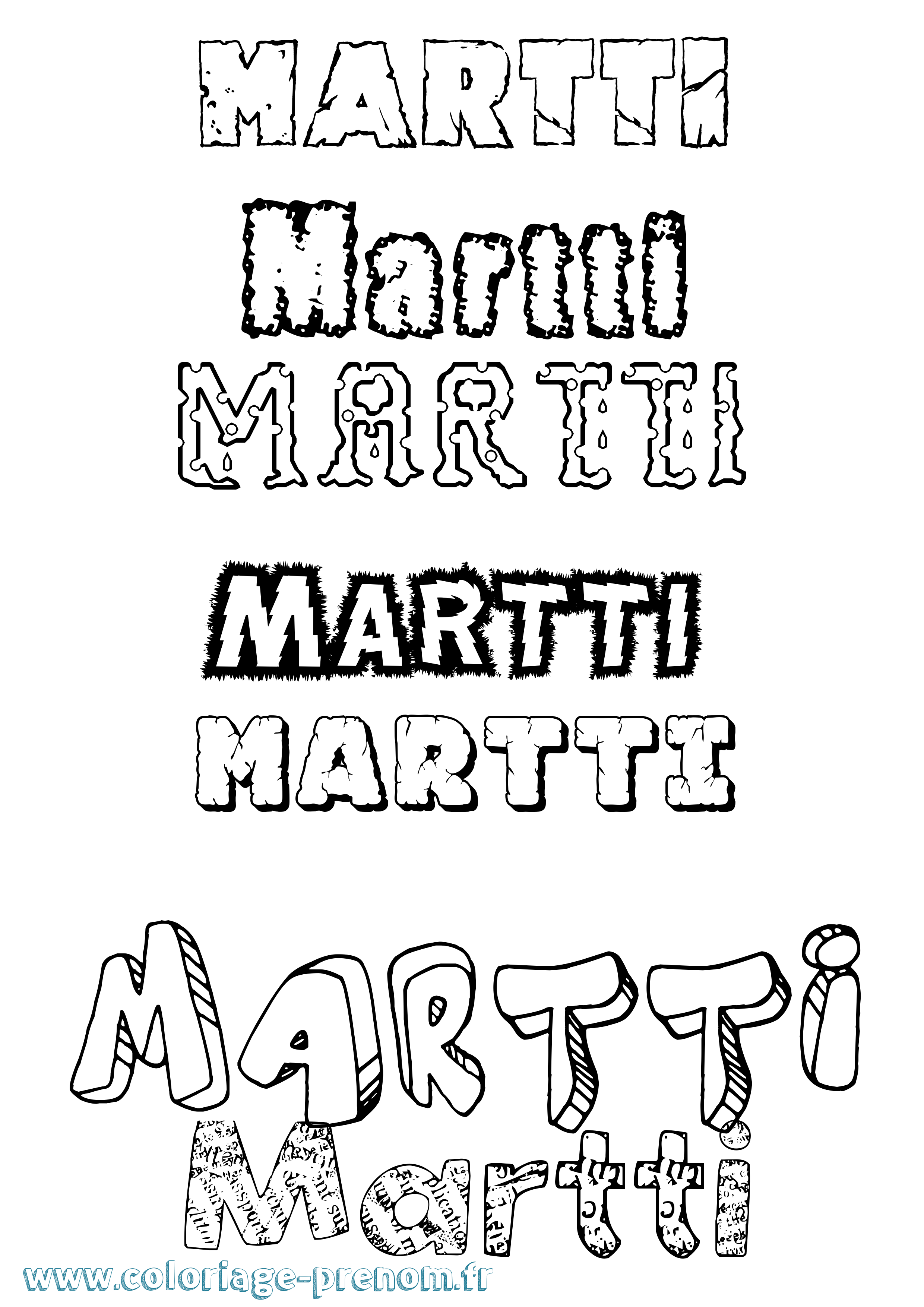 Coloriage prénom Martti Destructuré