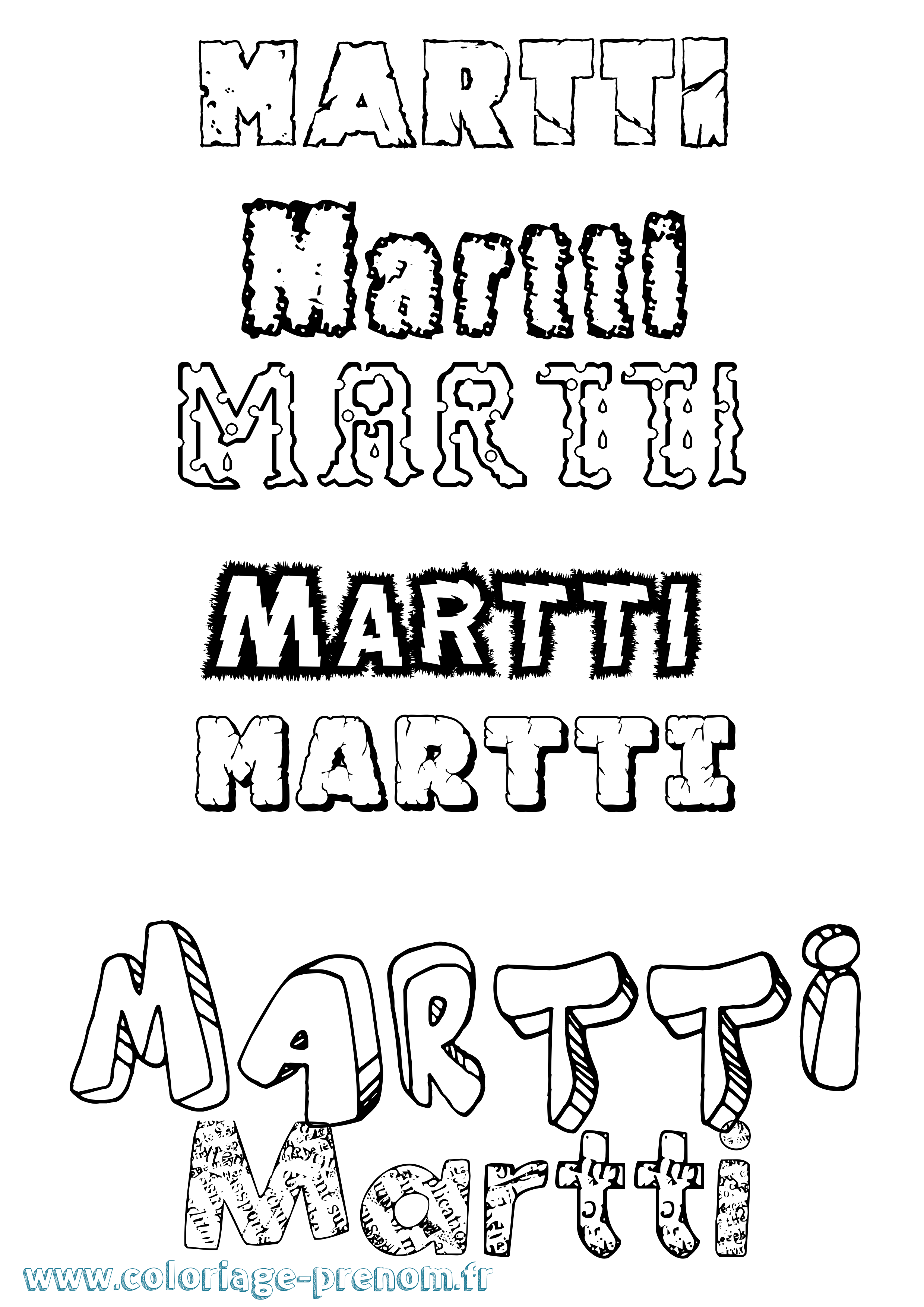 Coloriage Martti Destructuré Coloriage prénom Martti Destructuré