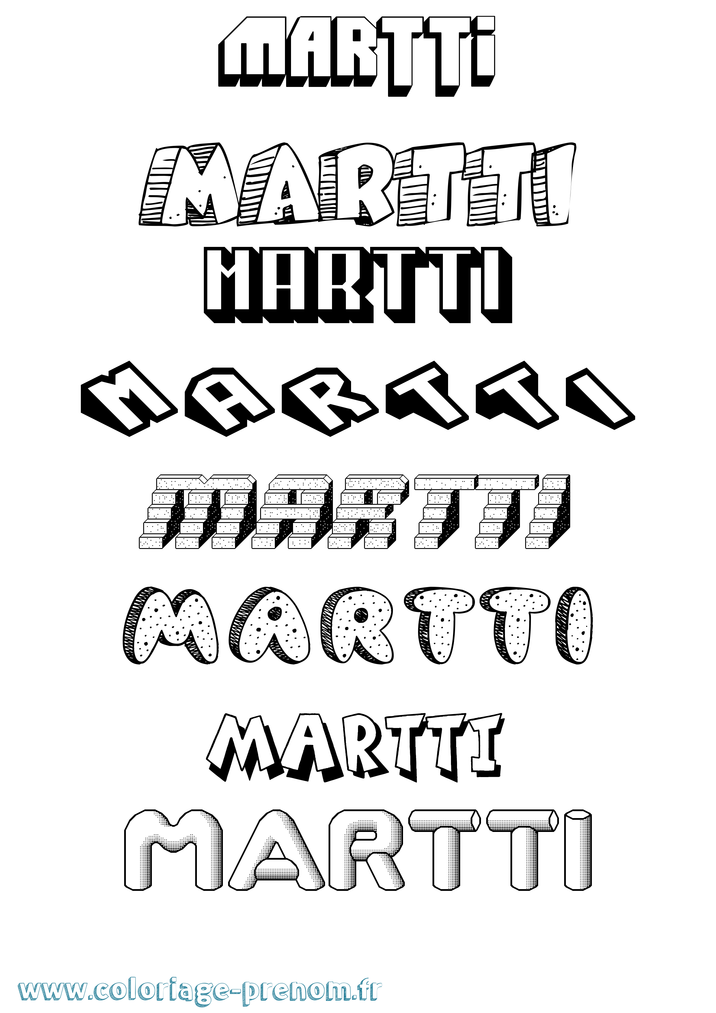 Coloriage prénom Martti Effet 3D