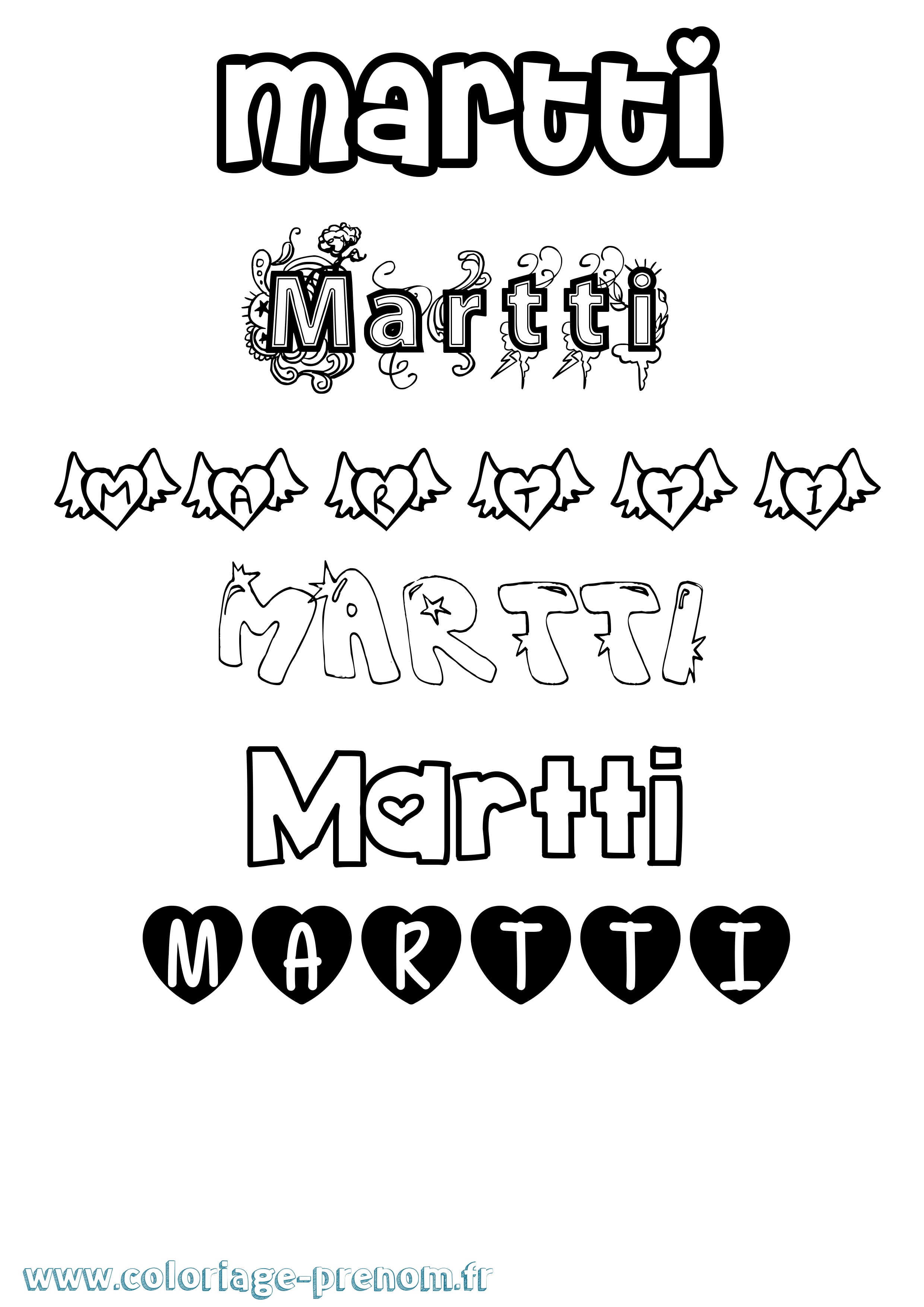 Coloriage Martti Girly Coloriage prénom Martti Girly