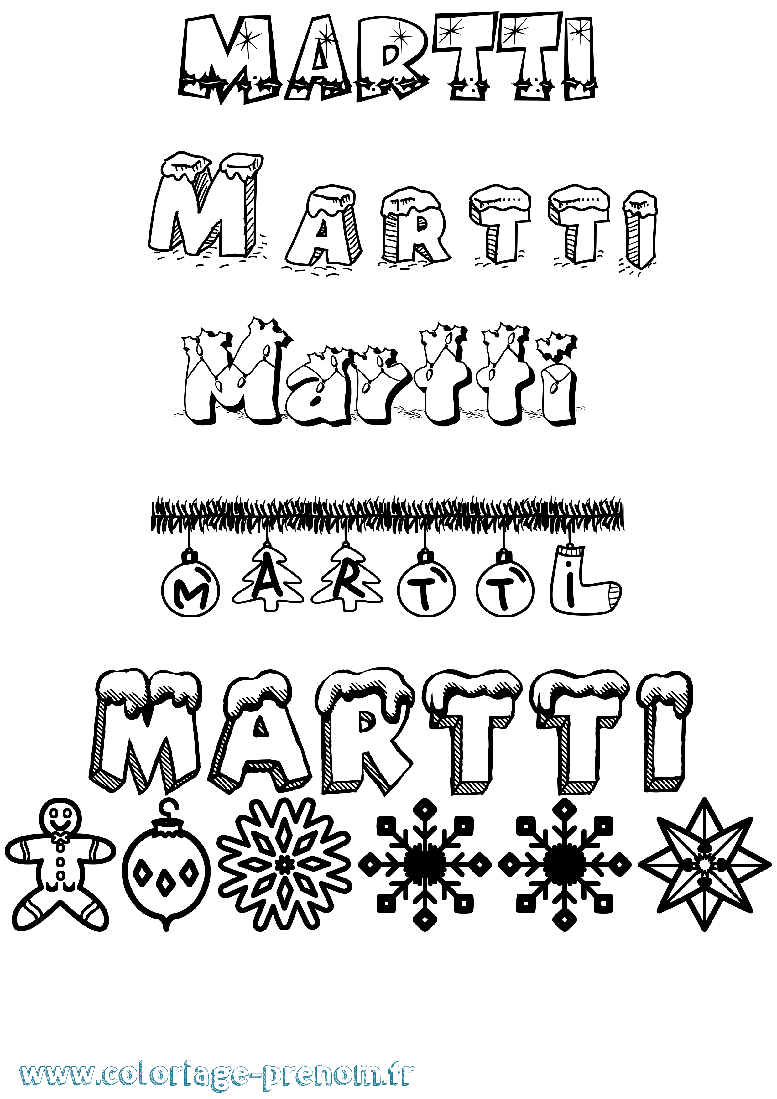 Coloriage Martti Noël Coloriage prénom Martti Noël