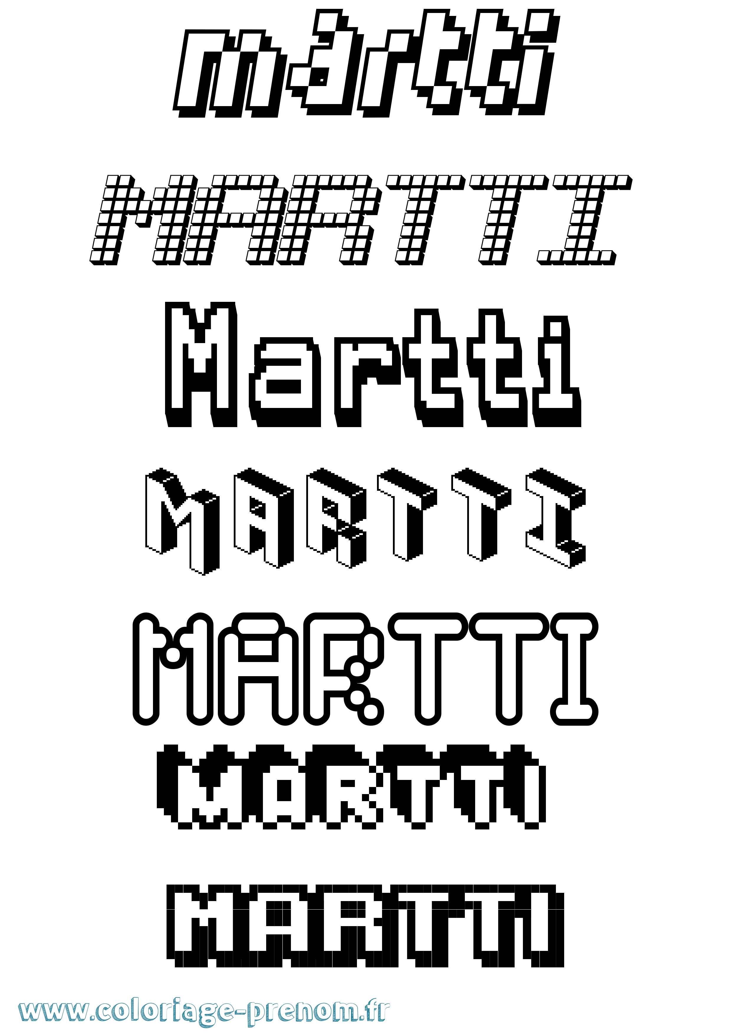 Coloriage prénom Martti Pixel