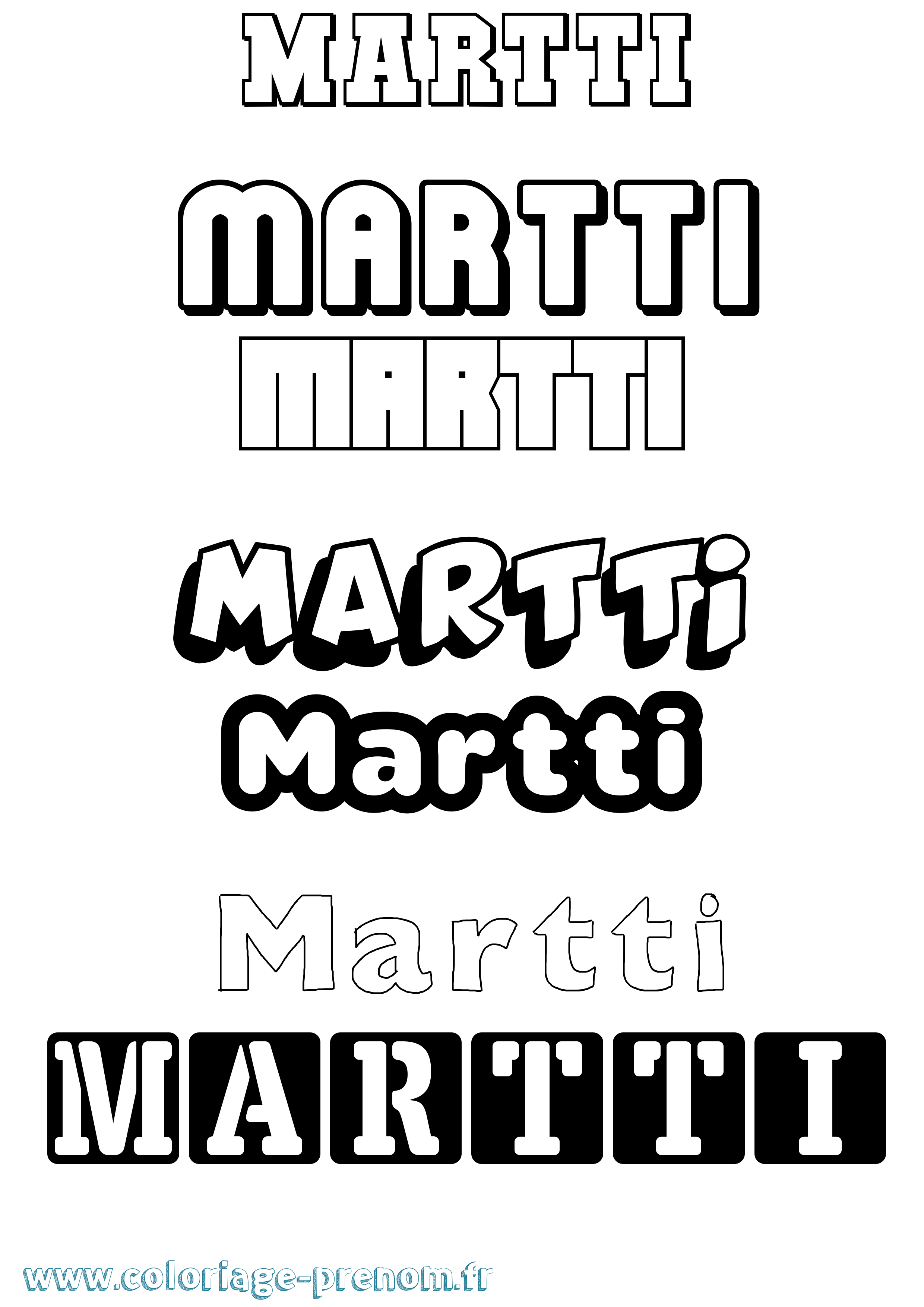 Coloriage prénom Martti Simple