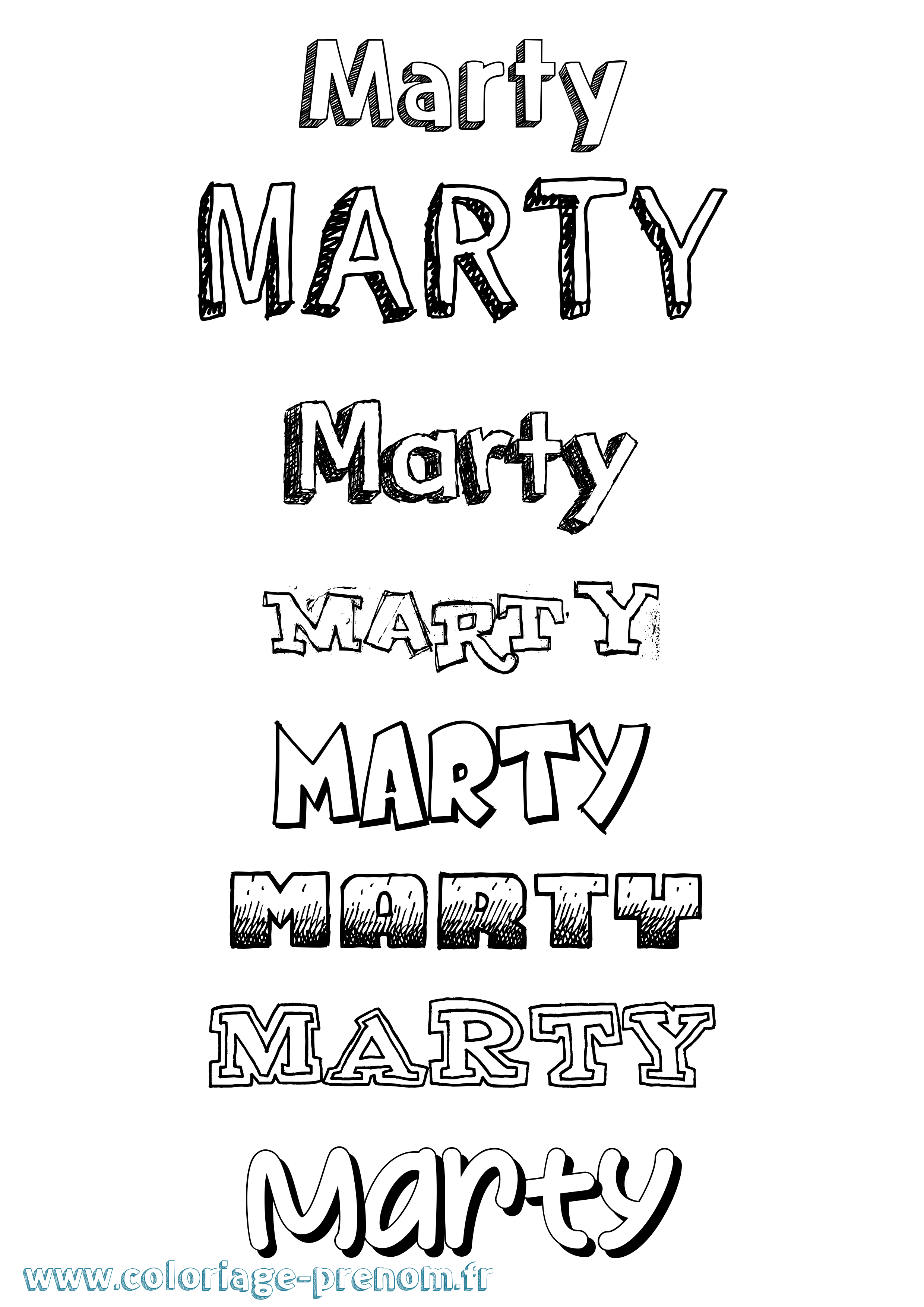Coloriage prénom Marty Dessiné