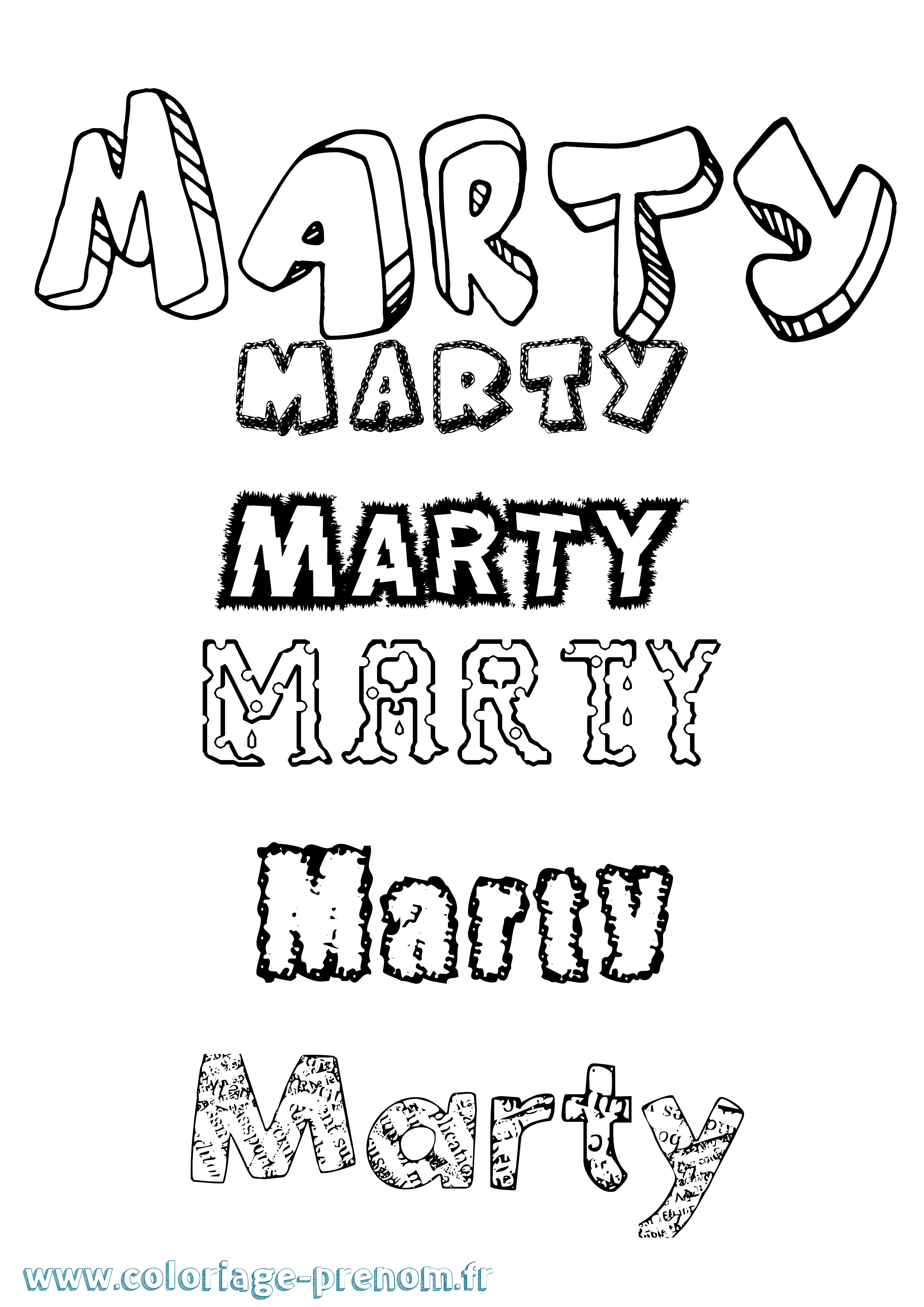 Coloriage prénom Marty Destructuré