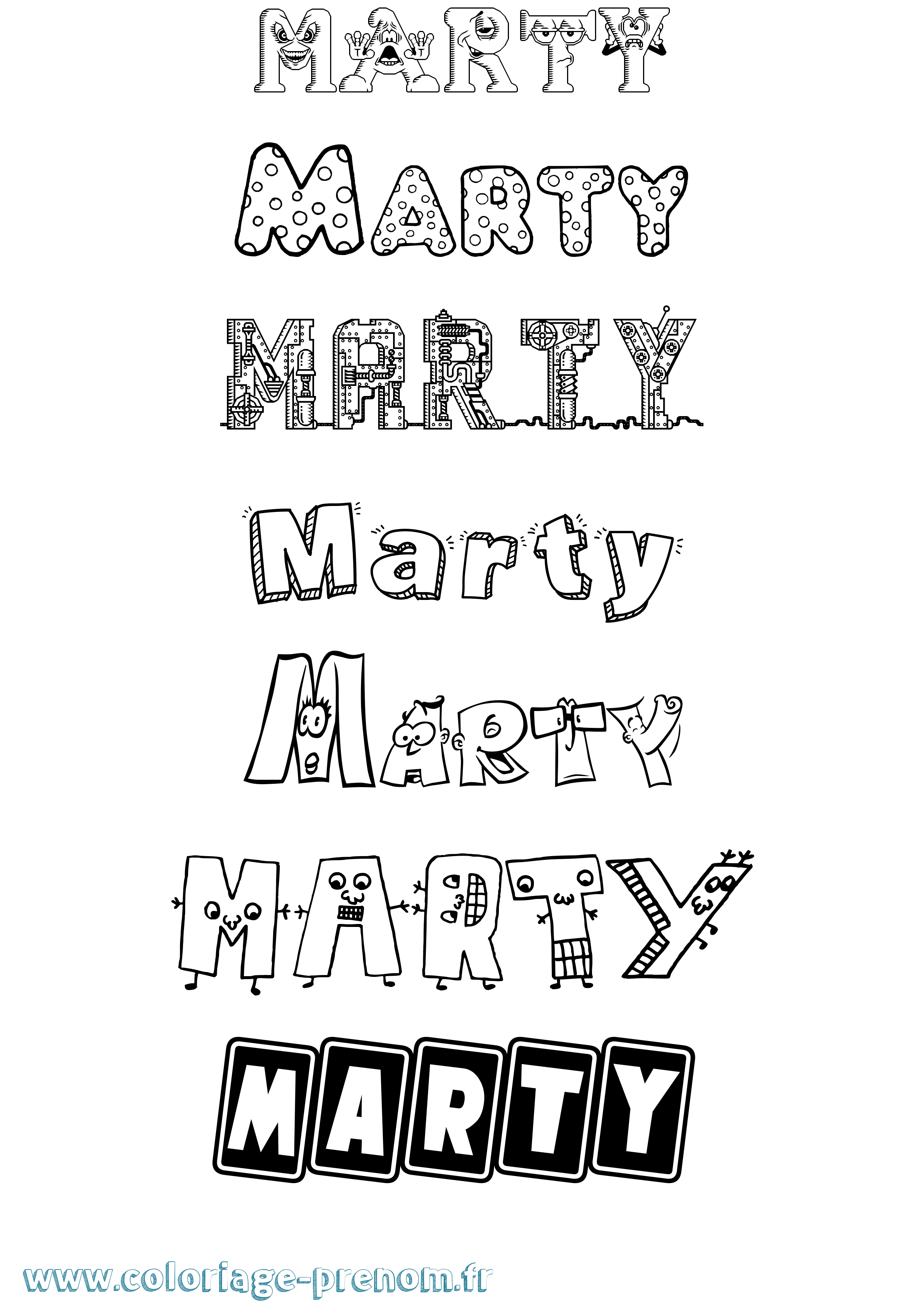 Coloriage prénom Marty Fun