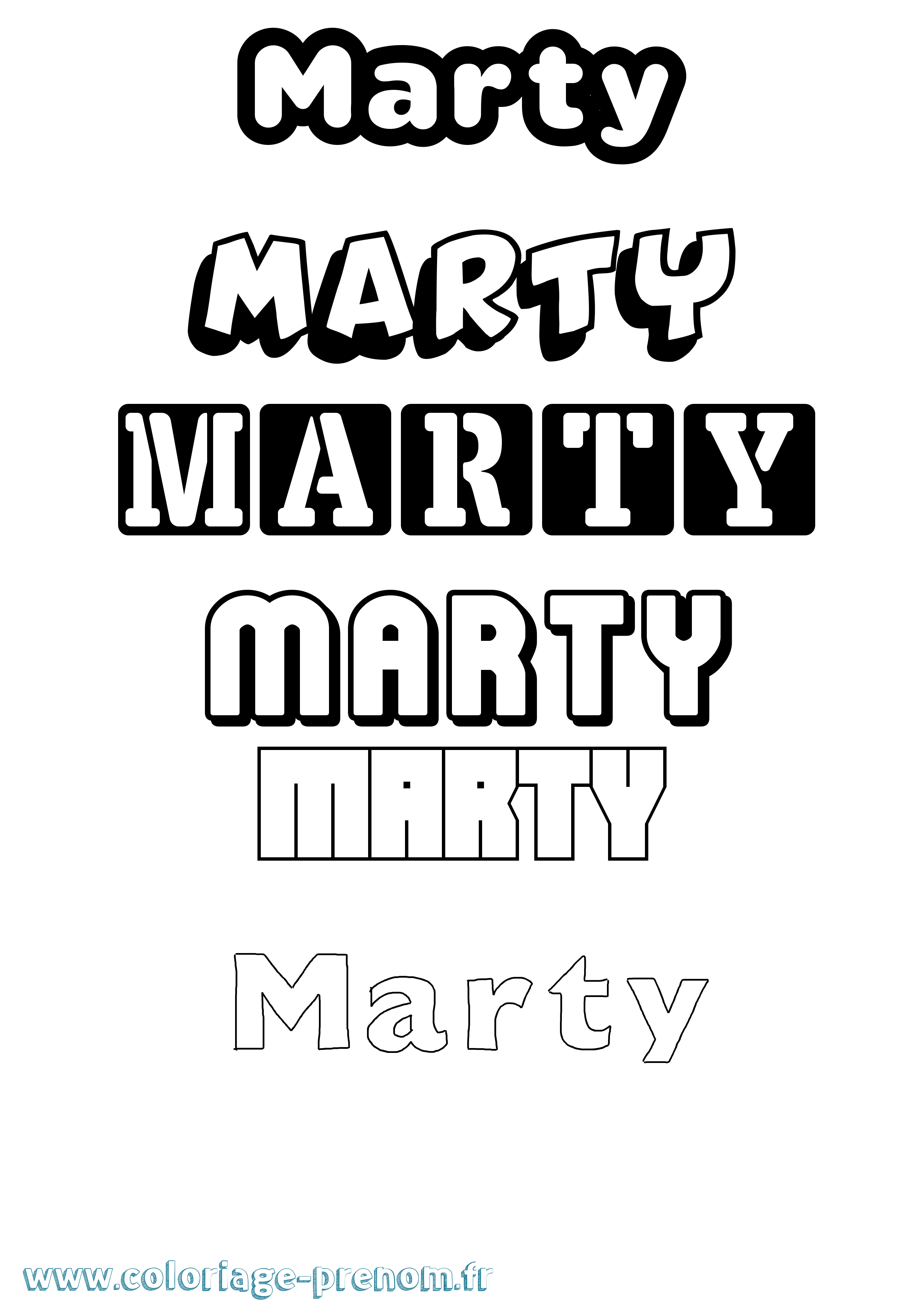 Coloriage prénom Marty Simple