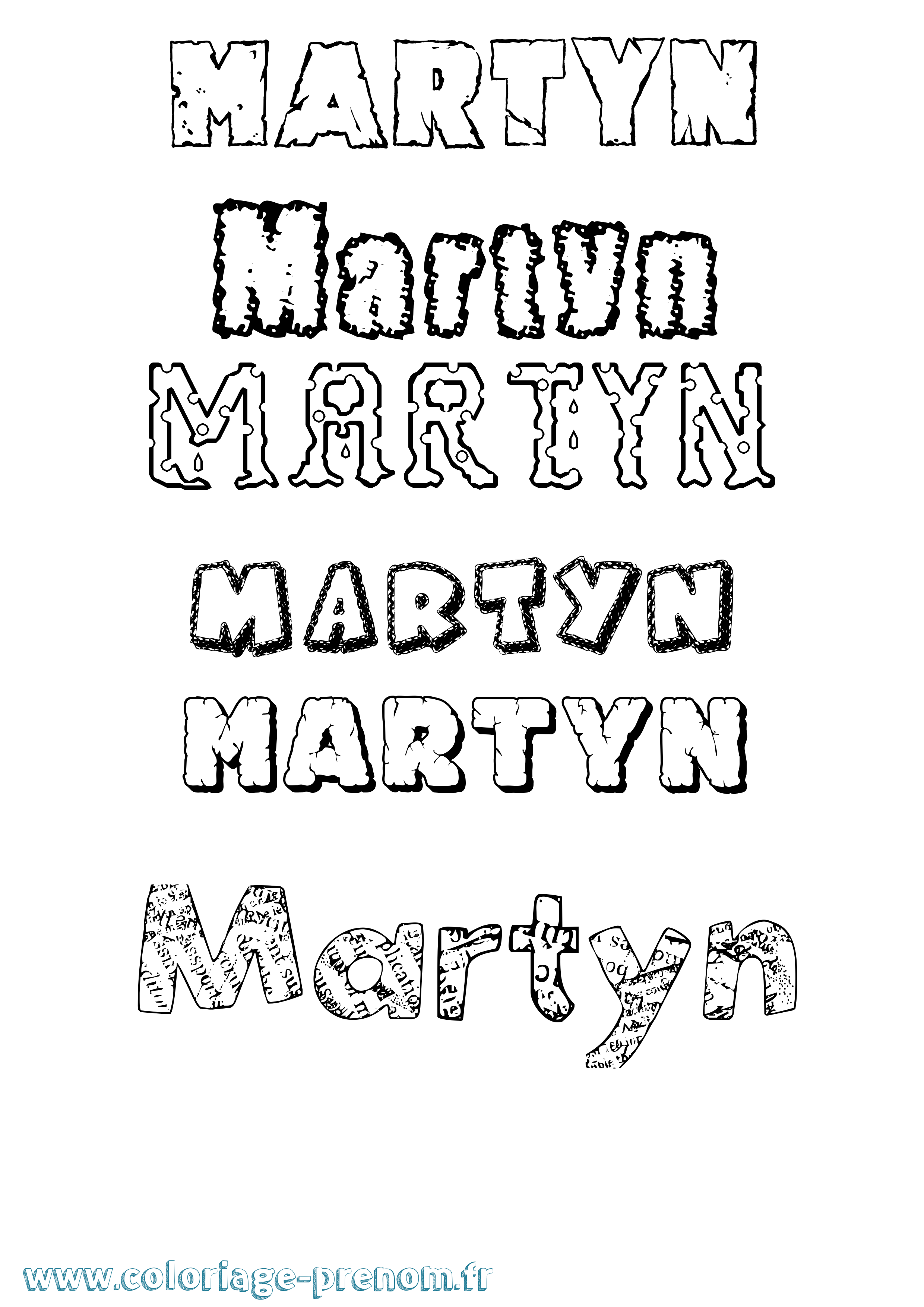 Coloriage prénom Martyn Destructuré