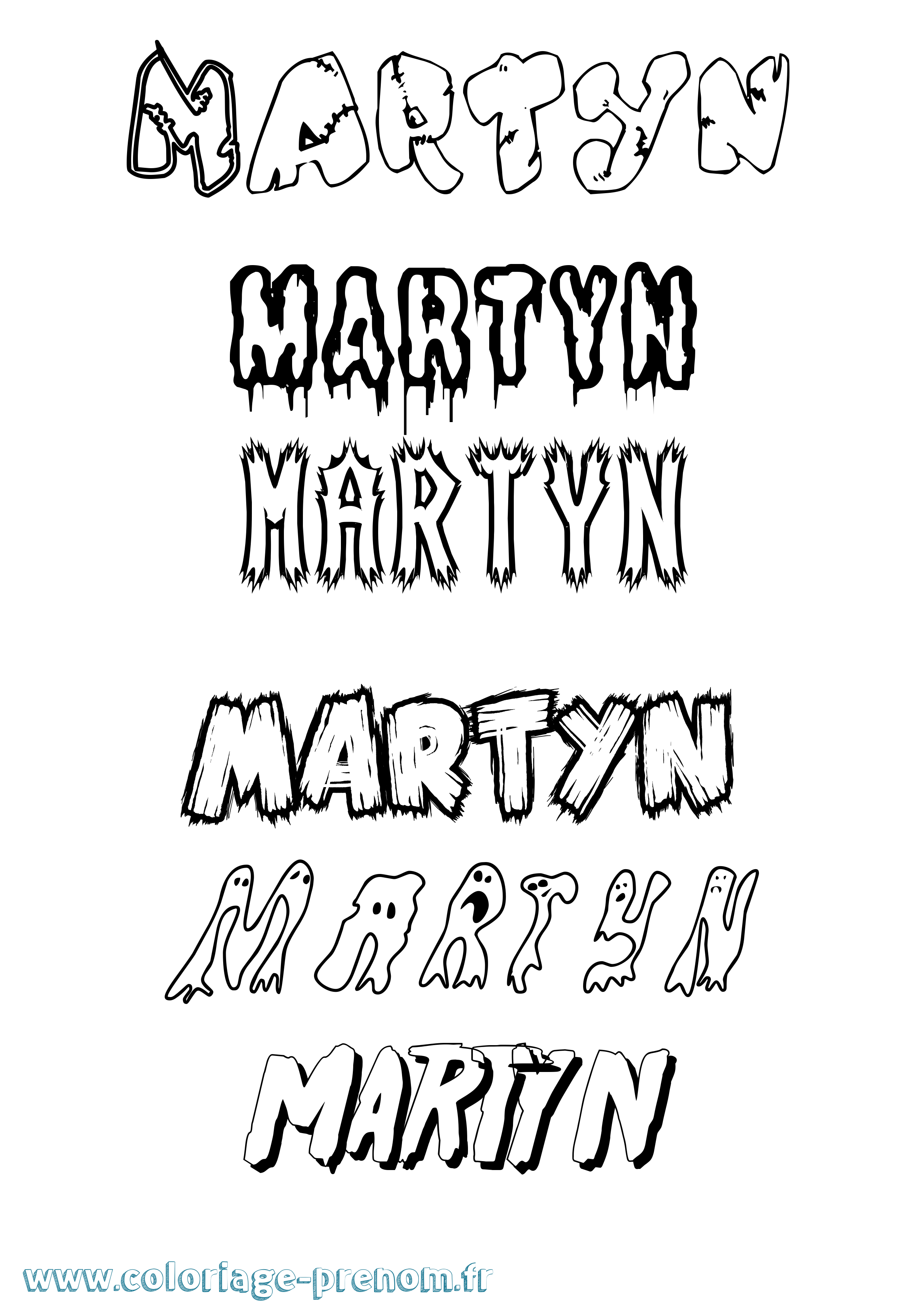 Coloriage prénom Martyn Frisson