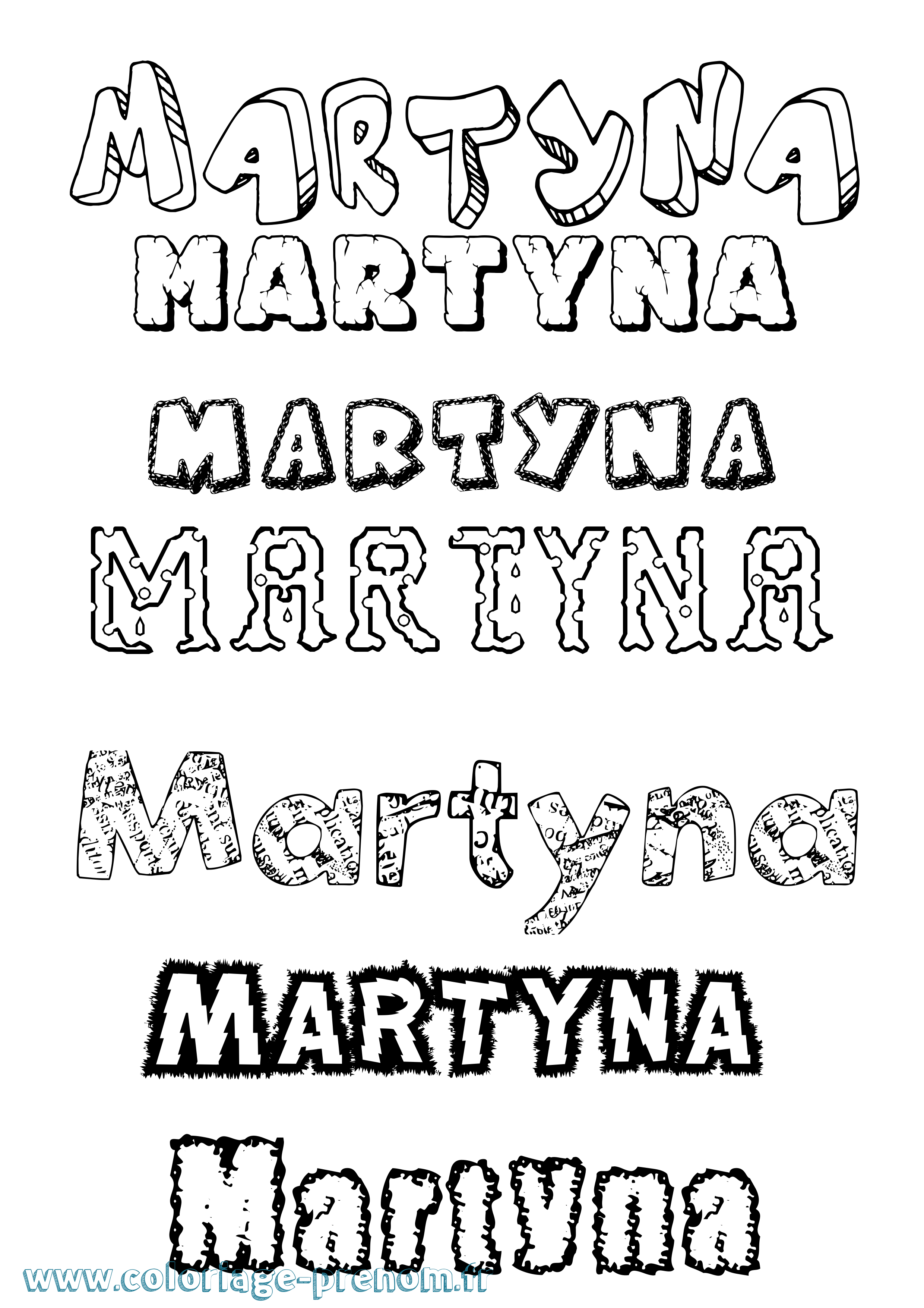 Coloriage Martyna Destructuré Coloriage prénom Martyna Destructuré