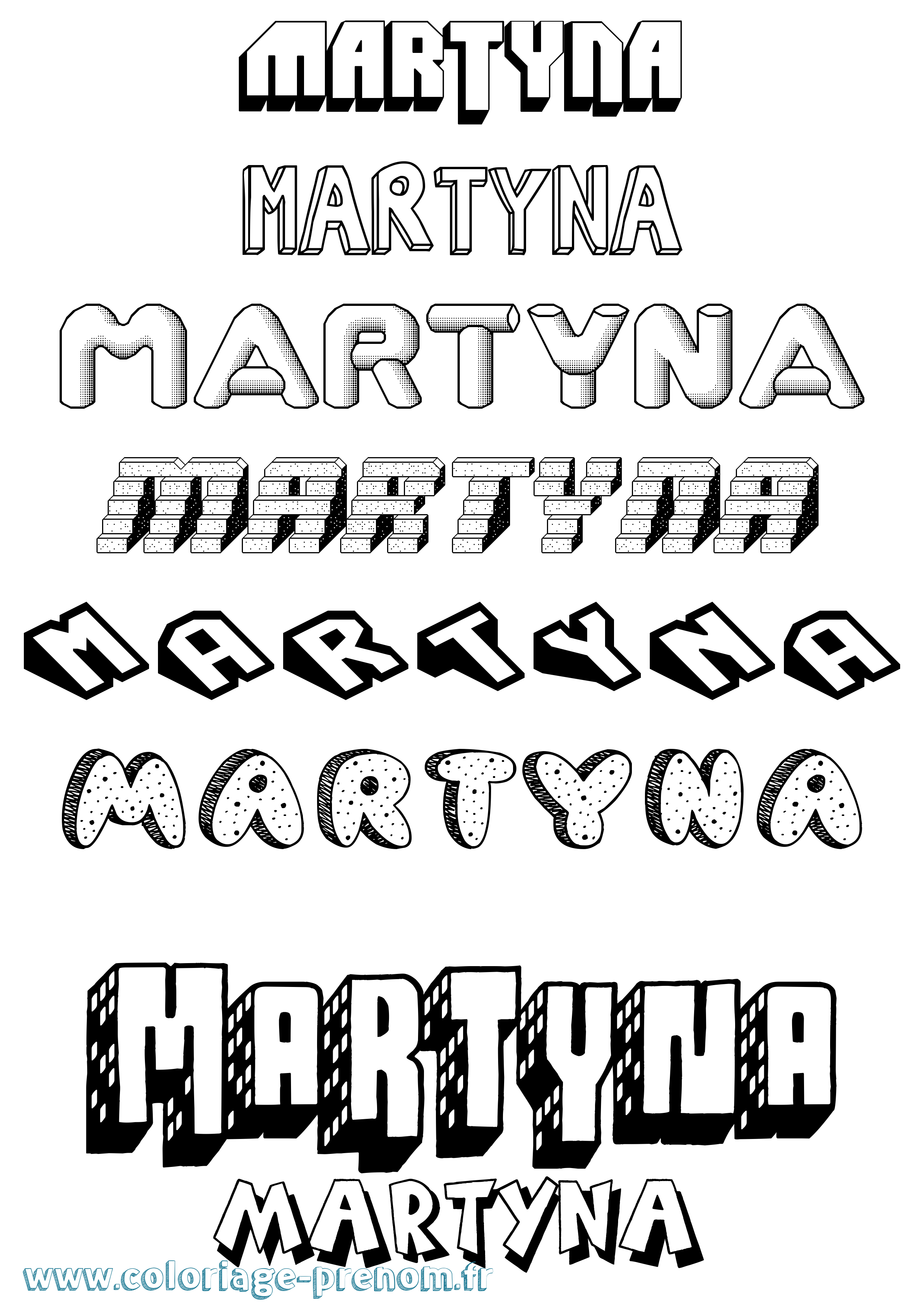 Coloriage Martyna Effet 3D Coloriage prénom Martyna Effet 3D