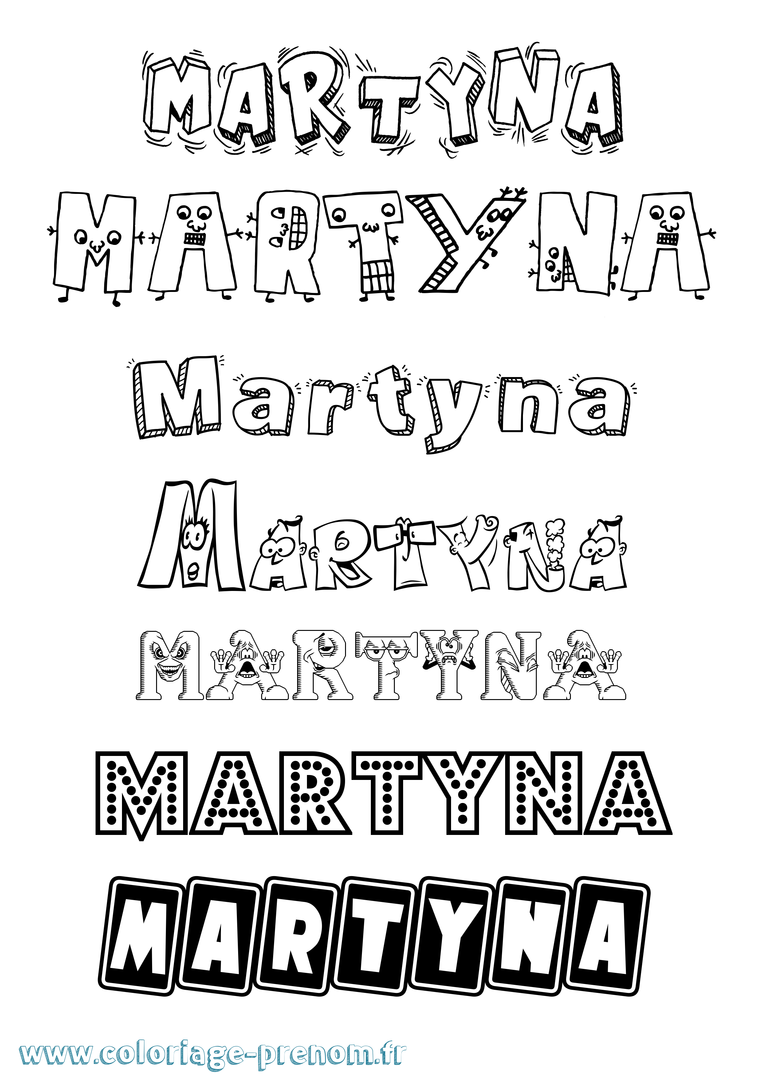 Coloriage prénom Martyna Fun
