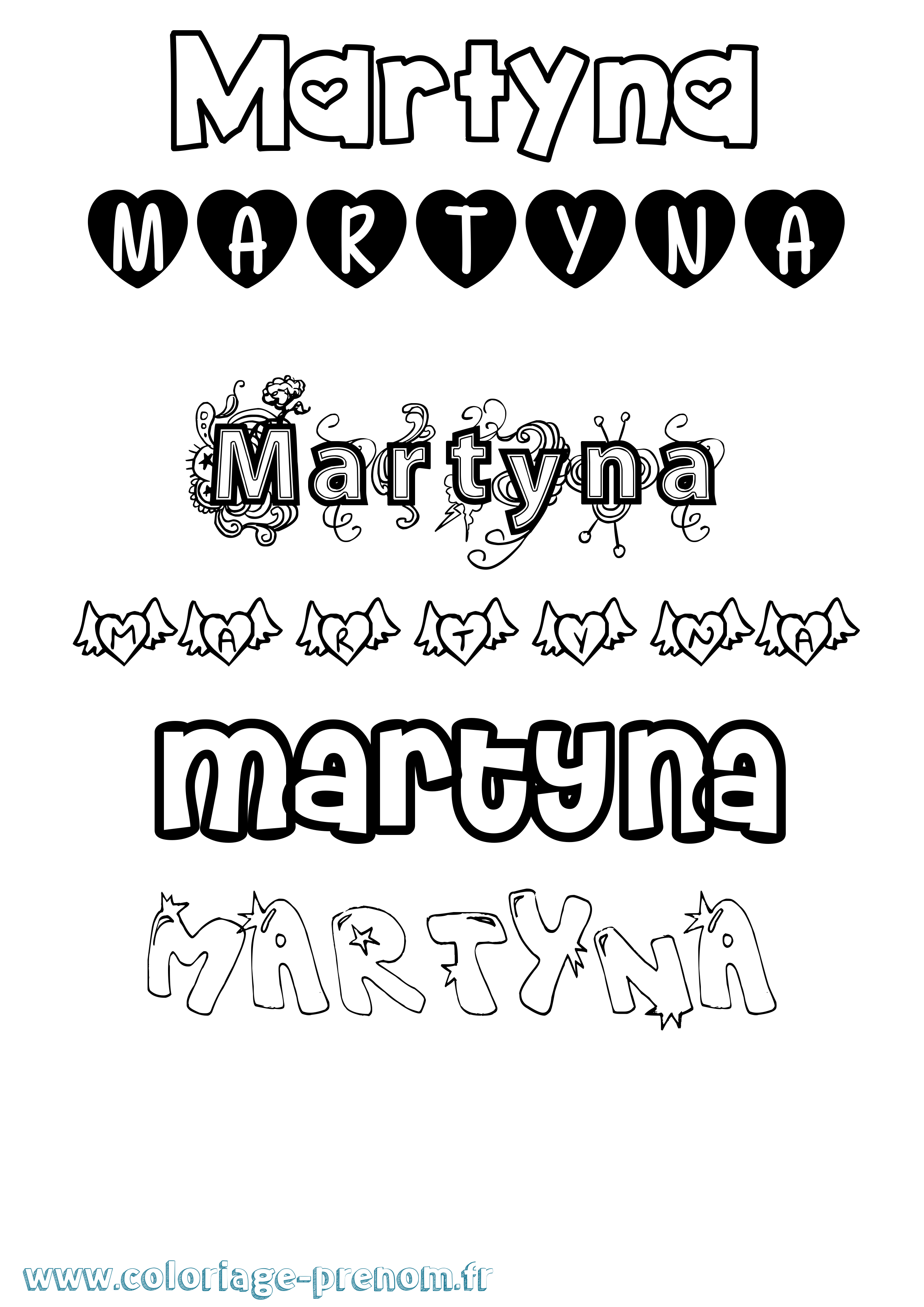 Coloriage Martyna Girly Coloriage prénom Martyna Girly
