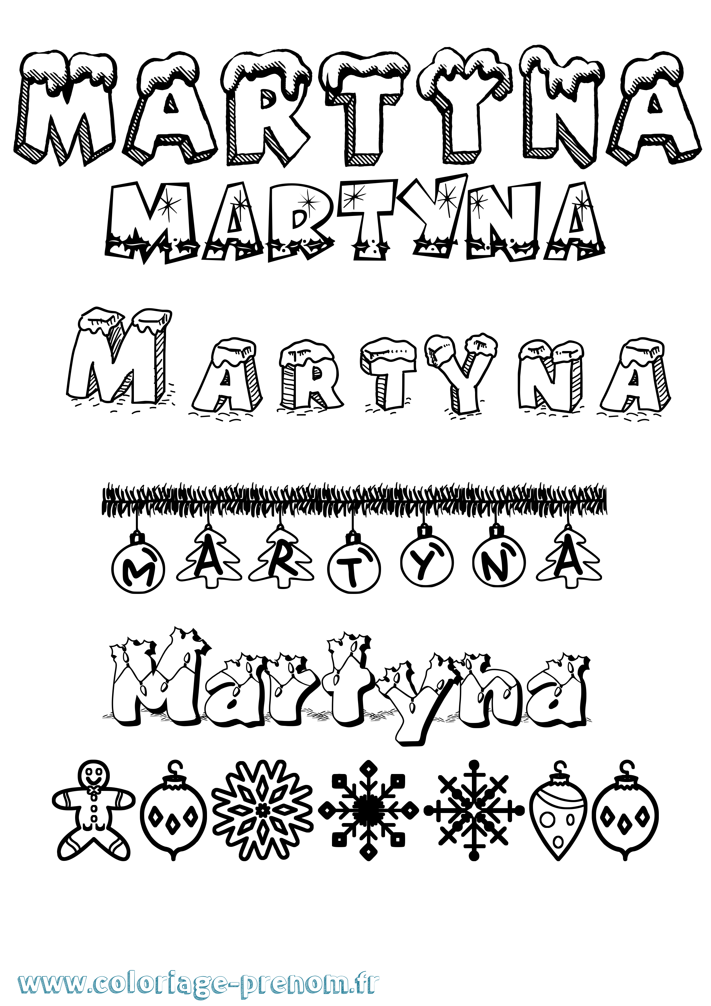 Coloriage prénom Martyna Noël
