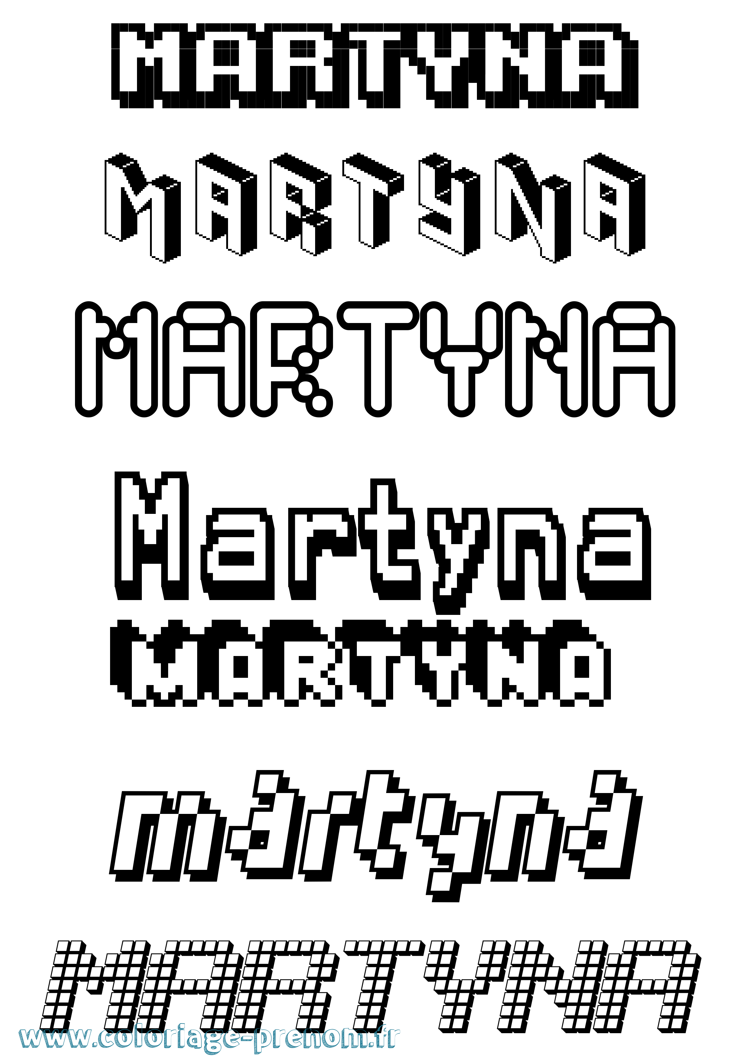 Coloriage prénom Martyna Pixel