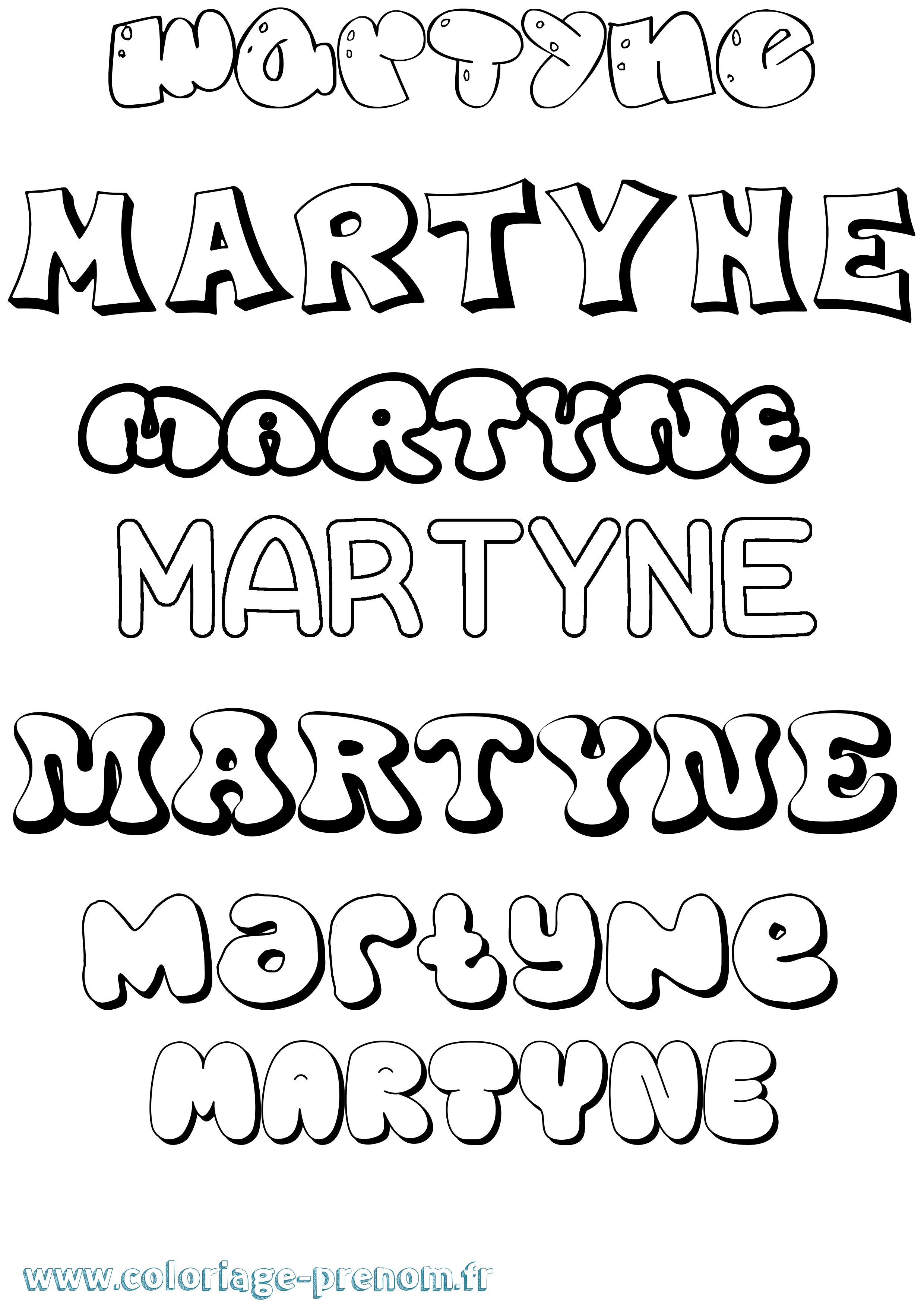 Coloriage prénom Martyne Bubble