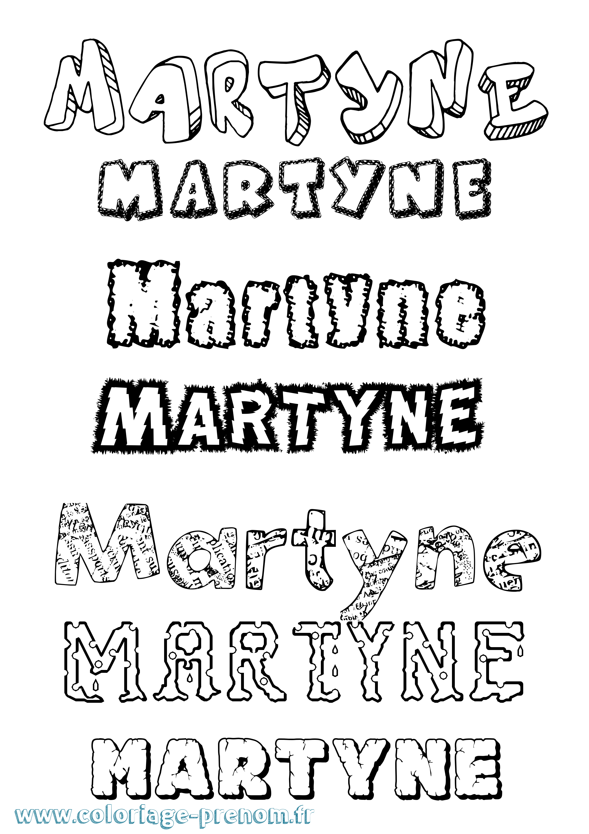 Coloriage prénom Martyne Destructuré