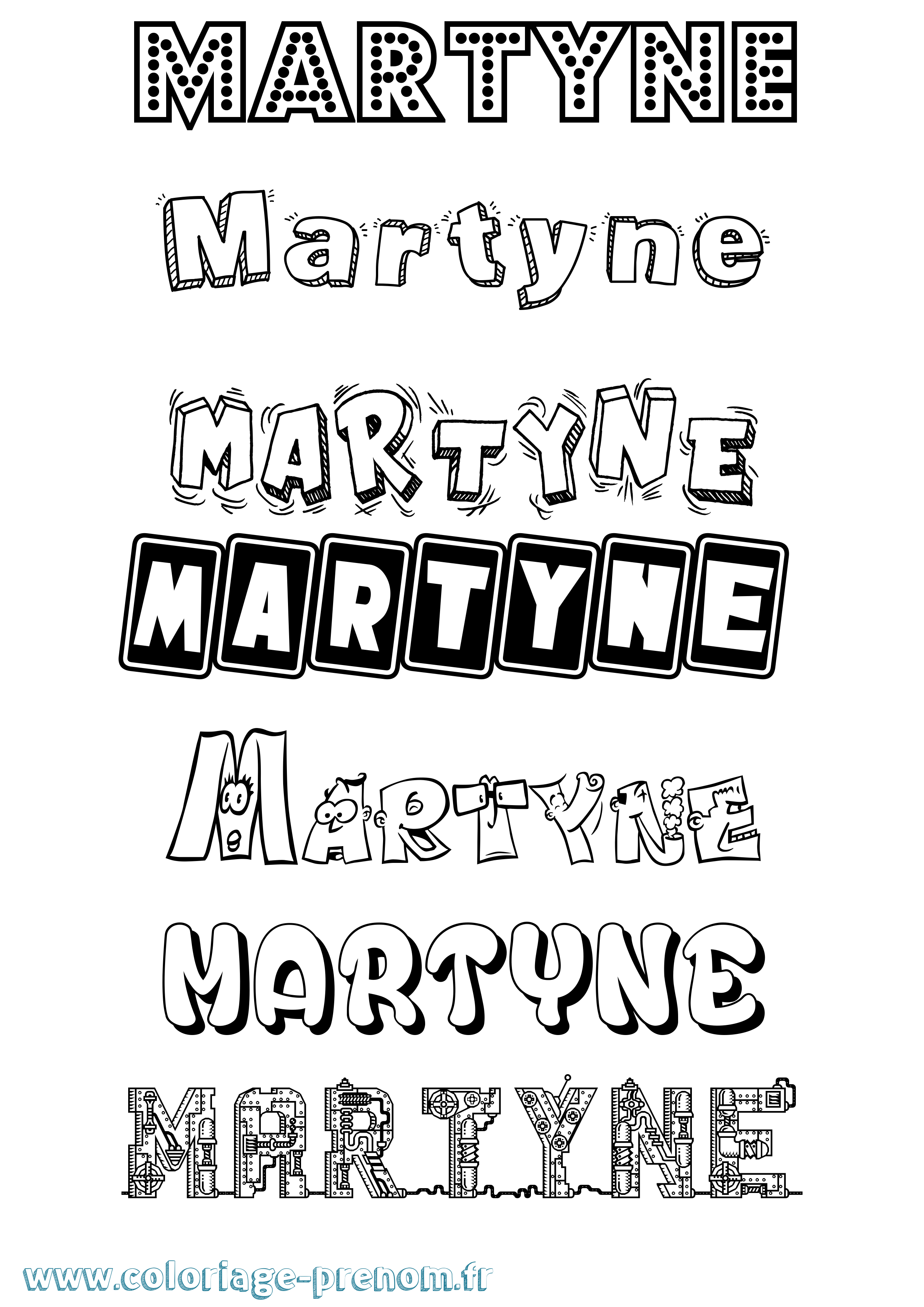 Coloriage prénom Martyne Fun