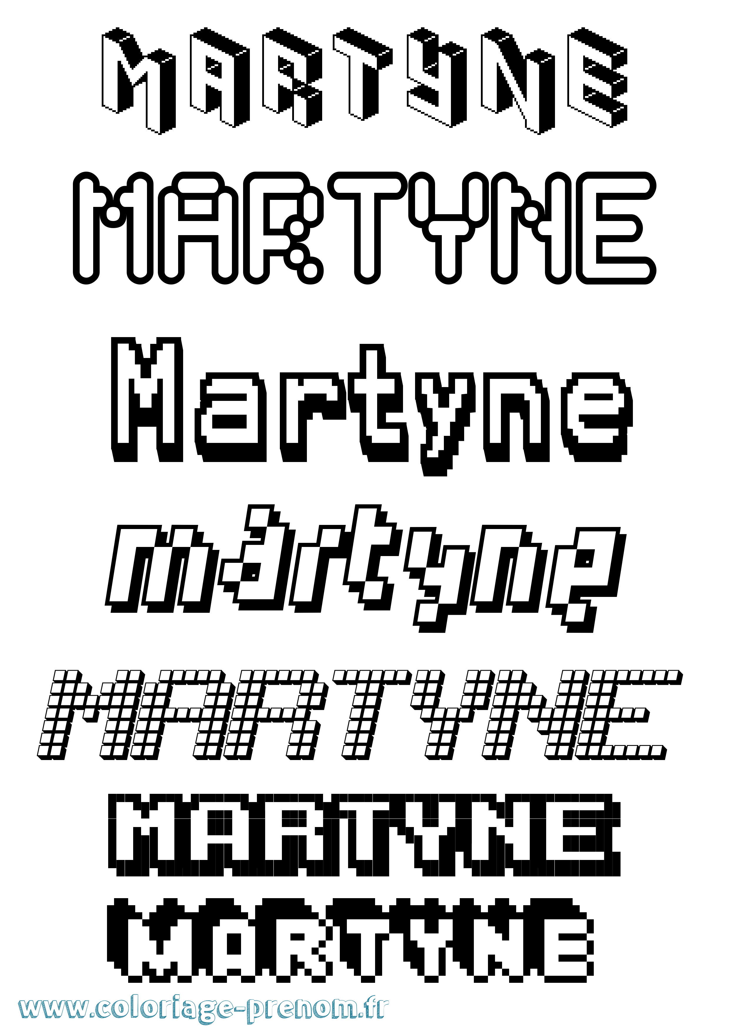 Coloriage prénom Martyne Pixel