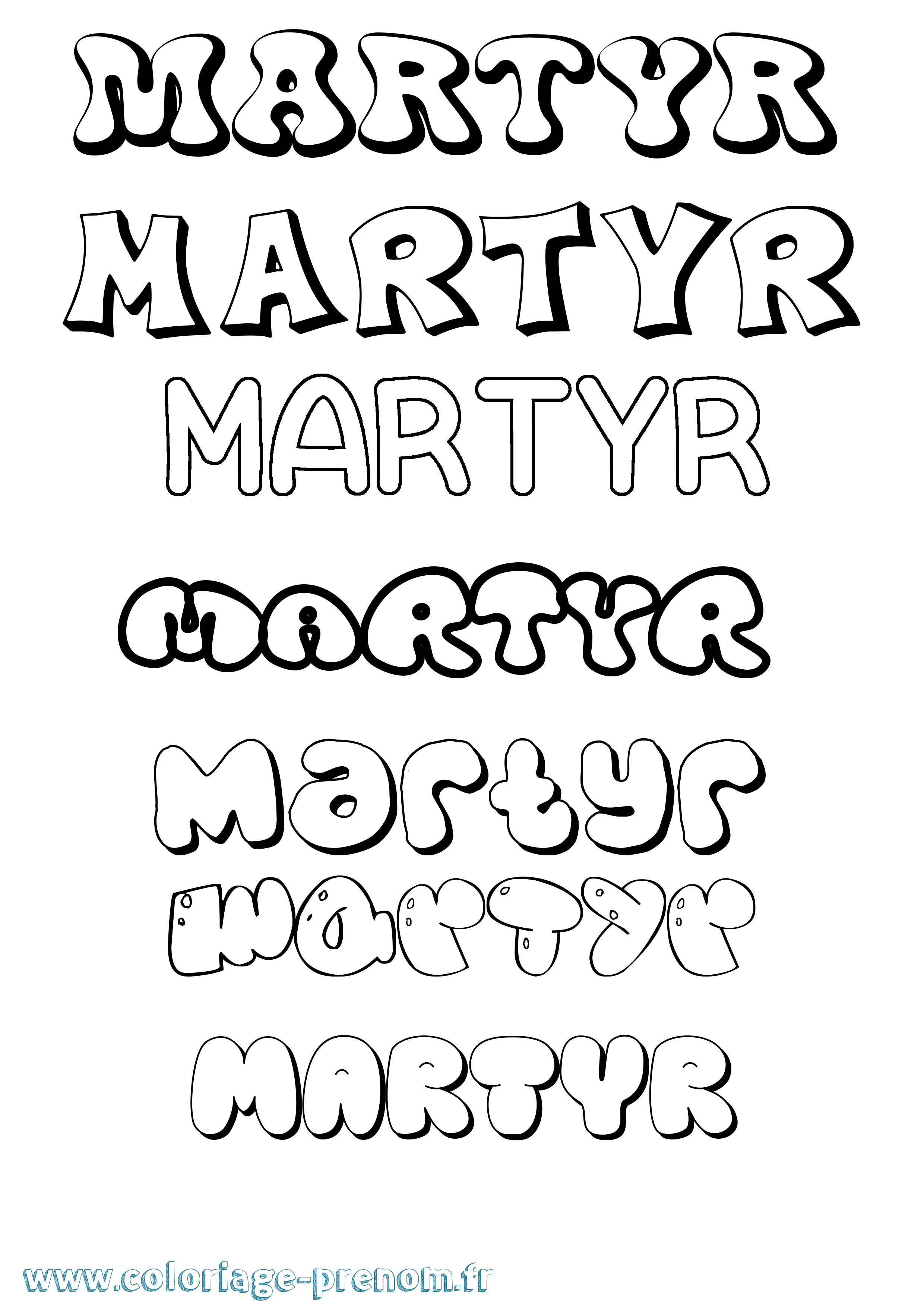 Coloriage Martyr Bubble Coloriage prénom Martyr Bubble