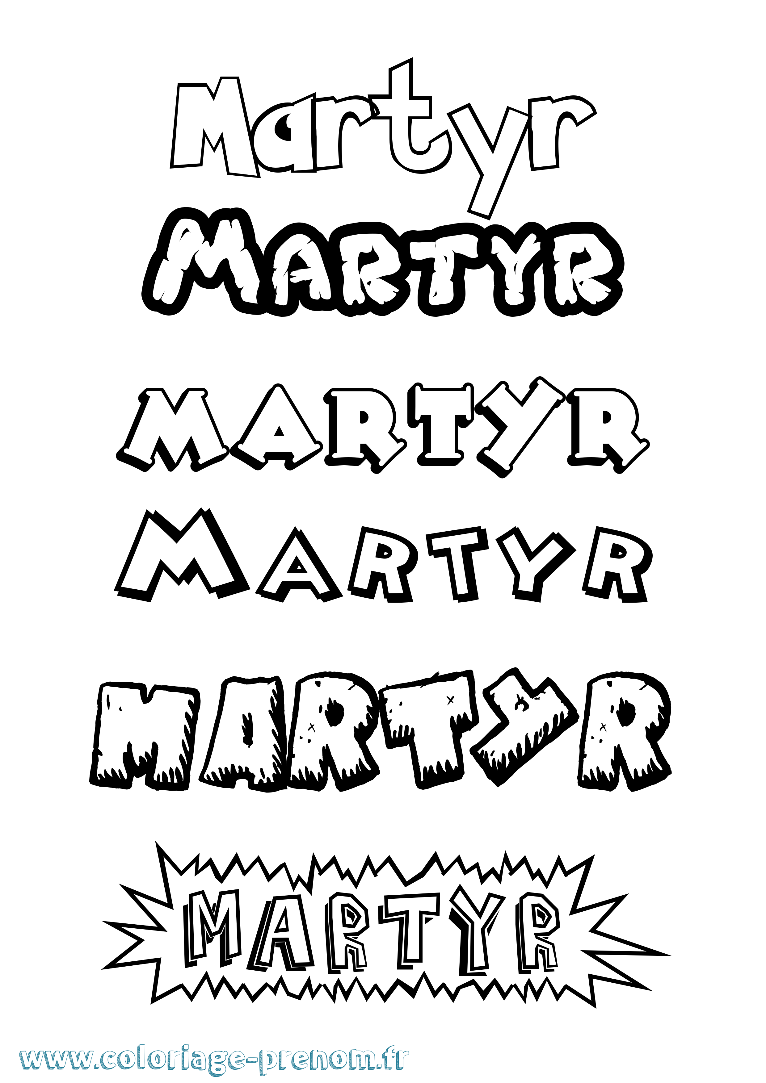 Coloriage Martyr Dessin Animé Coloriage prénom Martyr Dessin Animé