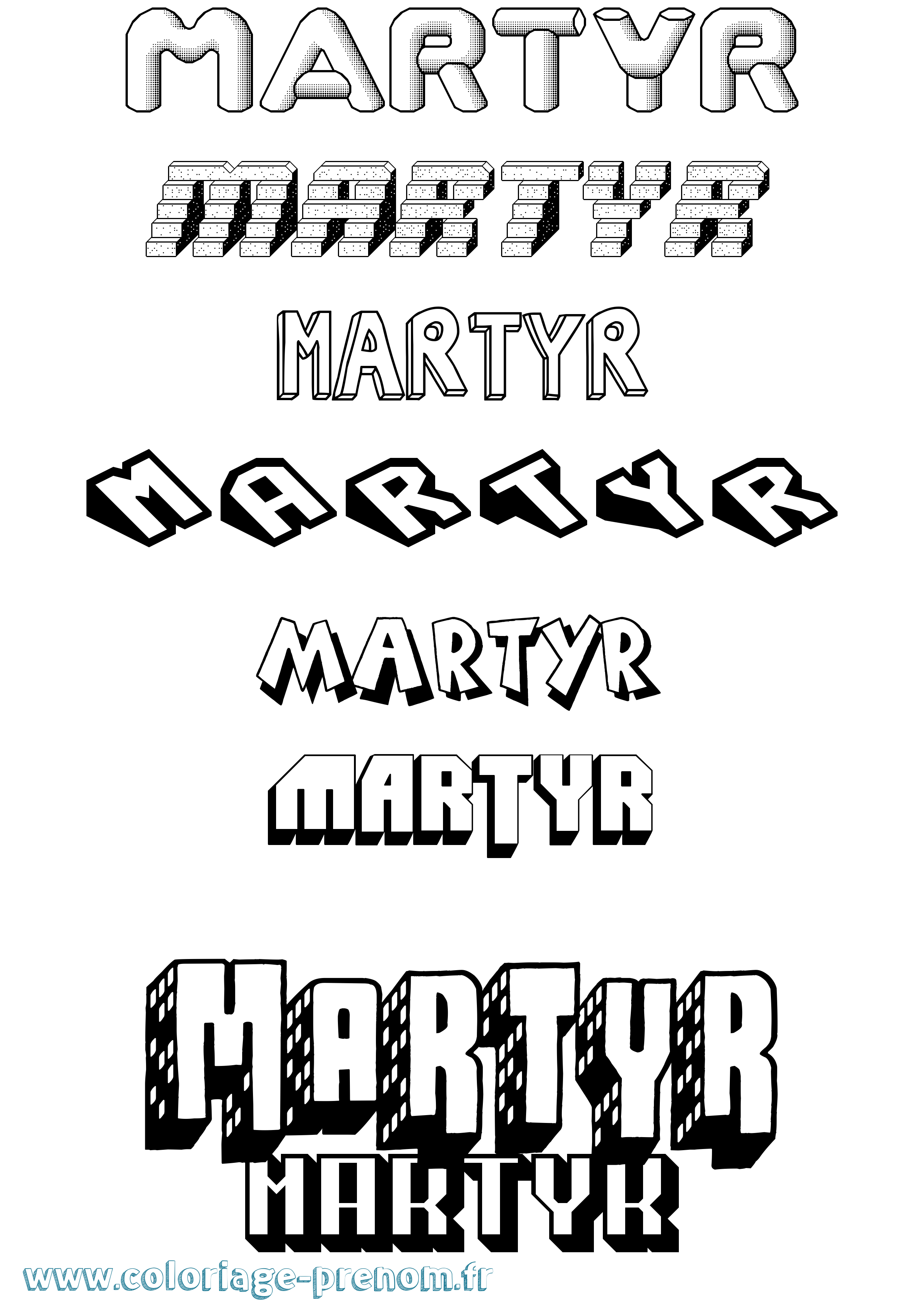 Coloriage Martyr Effet 3D Coloriage prénom Martyr Effet 3D