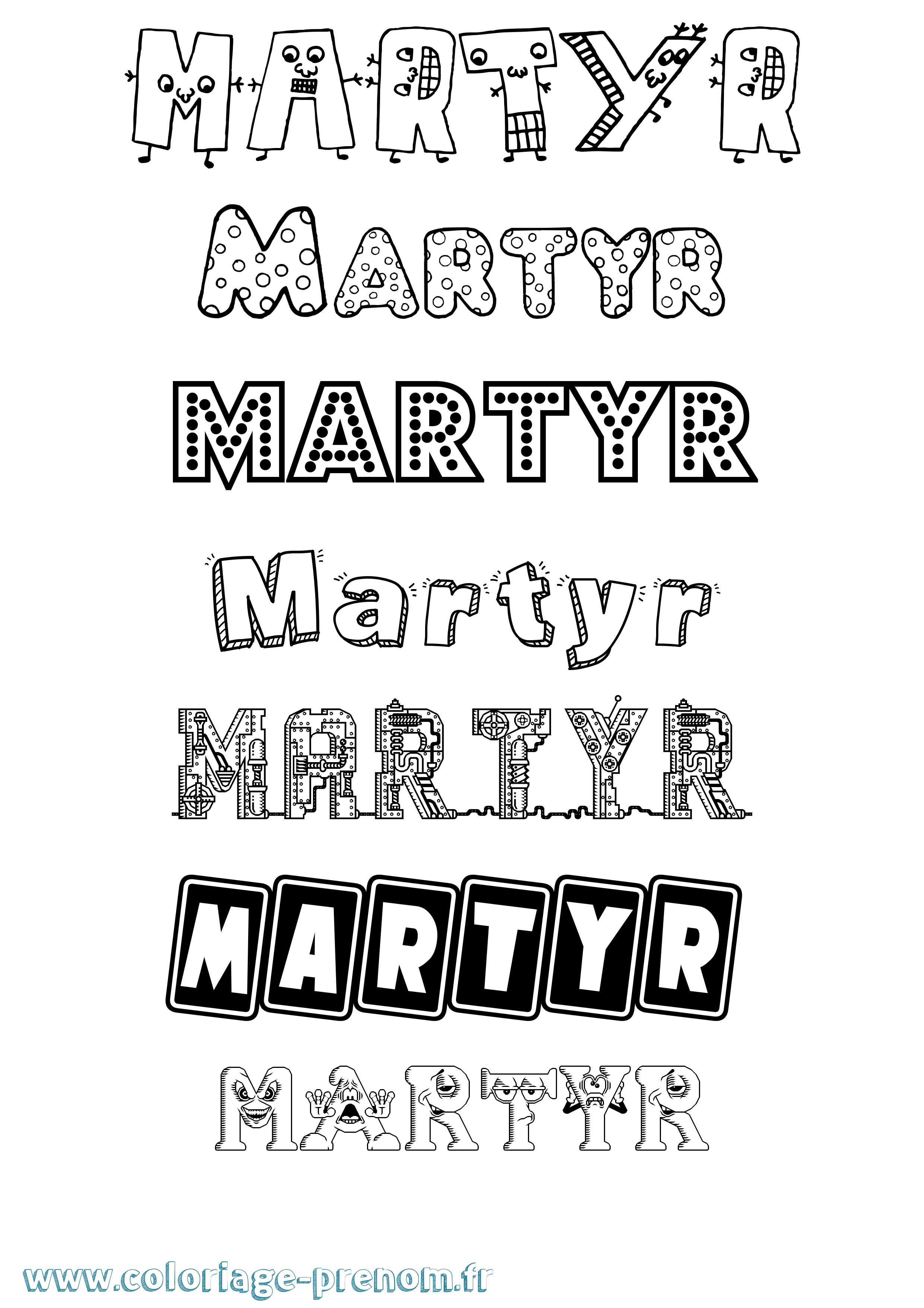 Coloriage Martyr Fun Coloriage prénom Martyr Fun