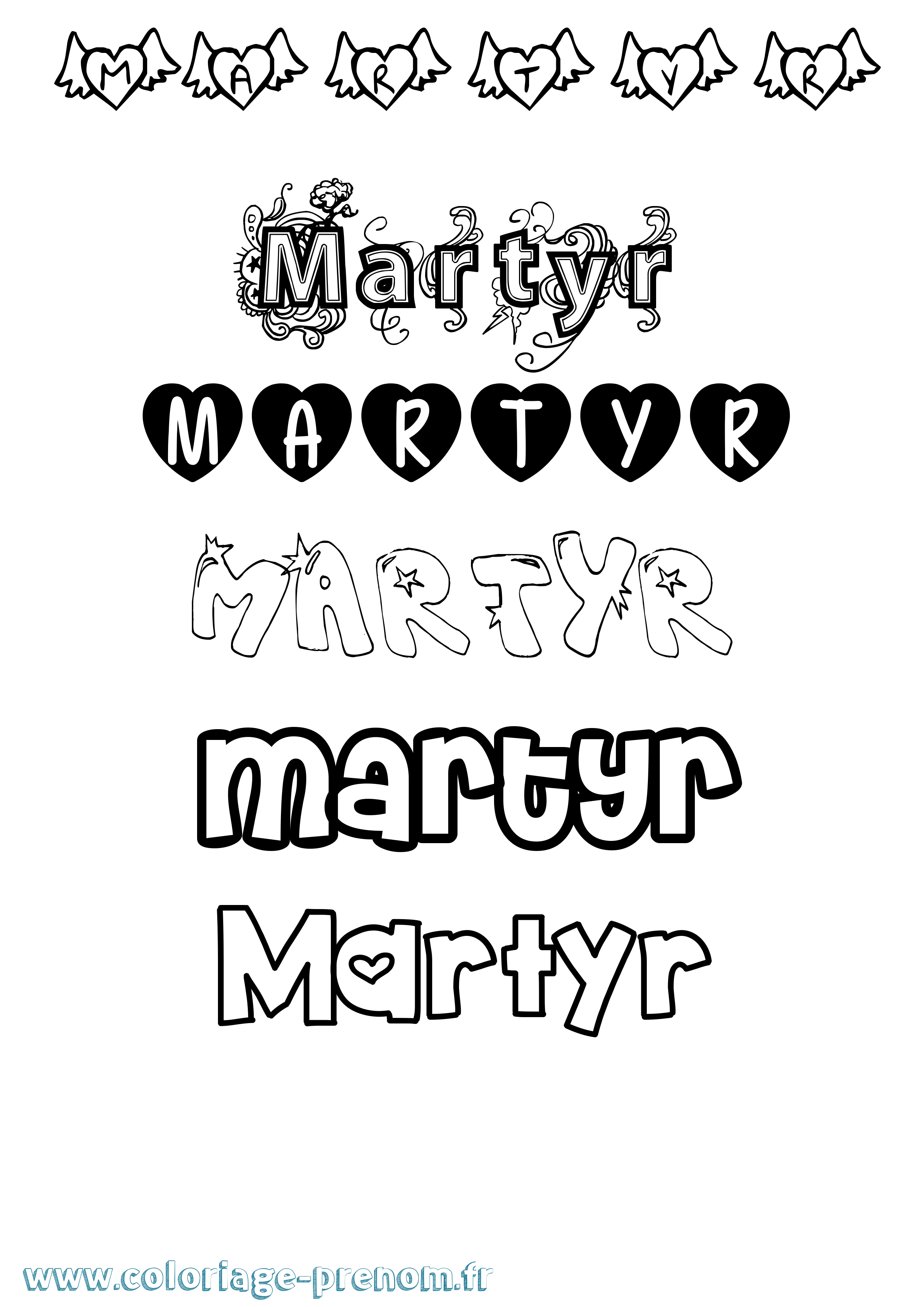 Coloriage Martyr Girly Coloriage prénom Martyr Girly