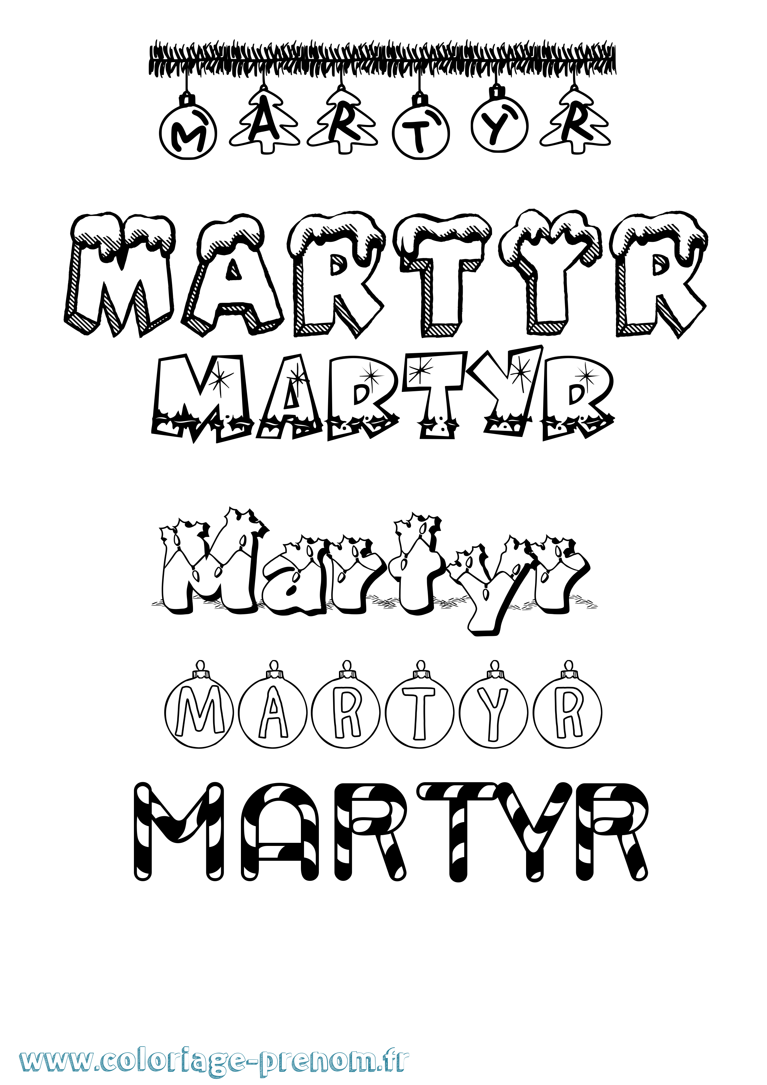 Coloriage Martyr Noël Coloriage prénom Martyr Noël
