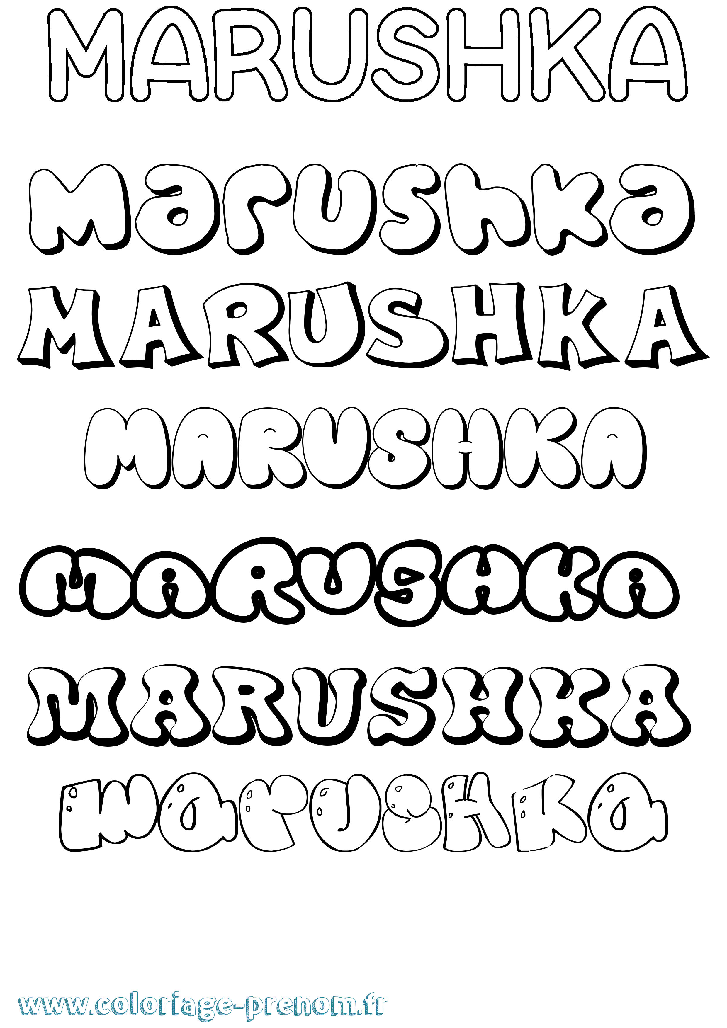 Coloriage prénom Marushka Bubble
