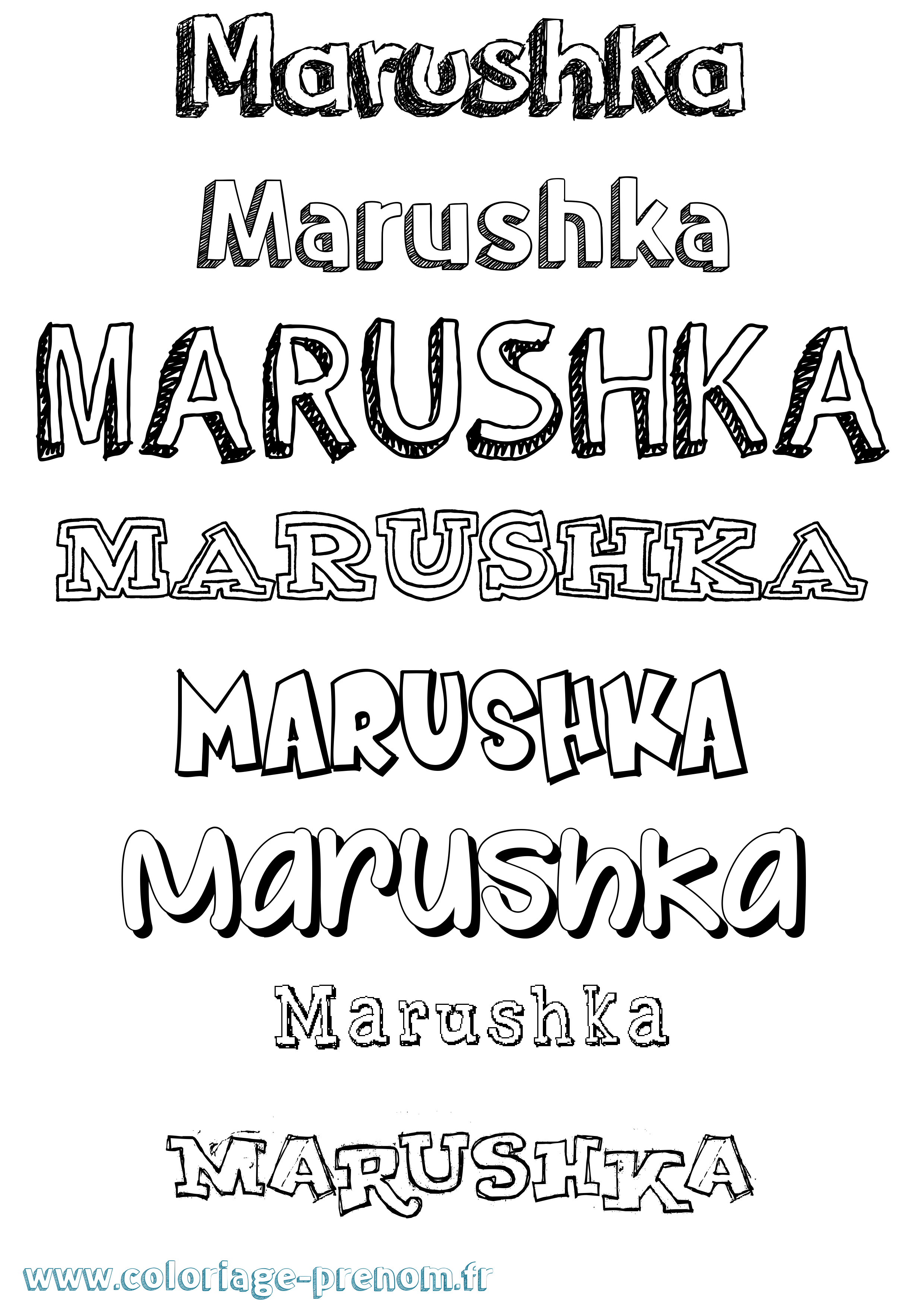 Coloriage prénom Marushka Dessiné