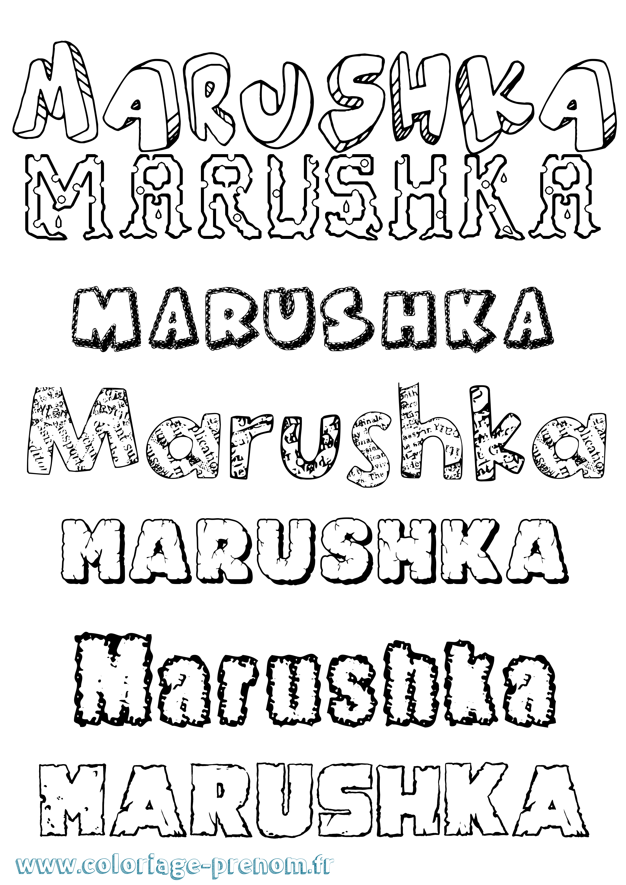 Coloriage prénom Marushka Destructuré