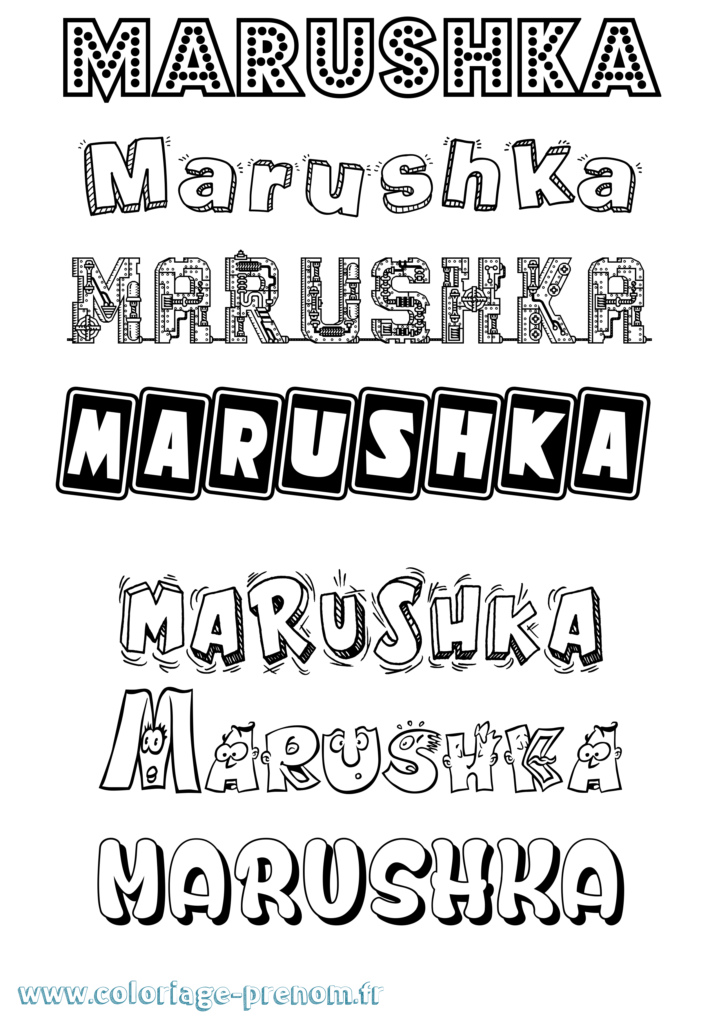 Coloriage prénom Marushka Fun