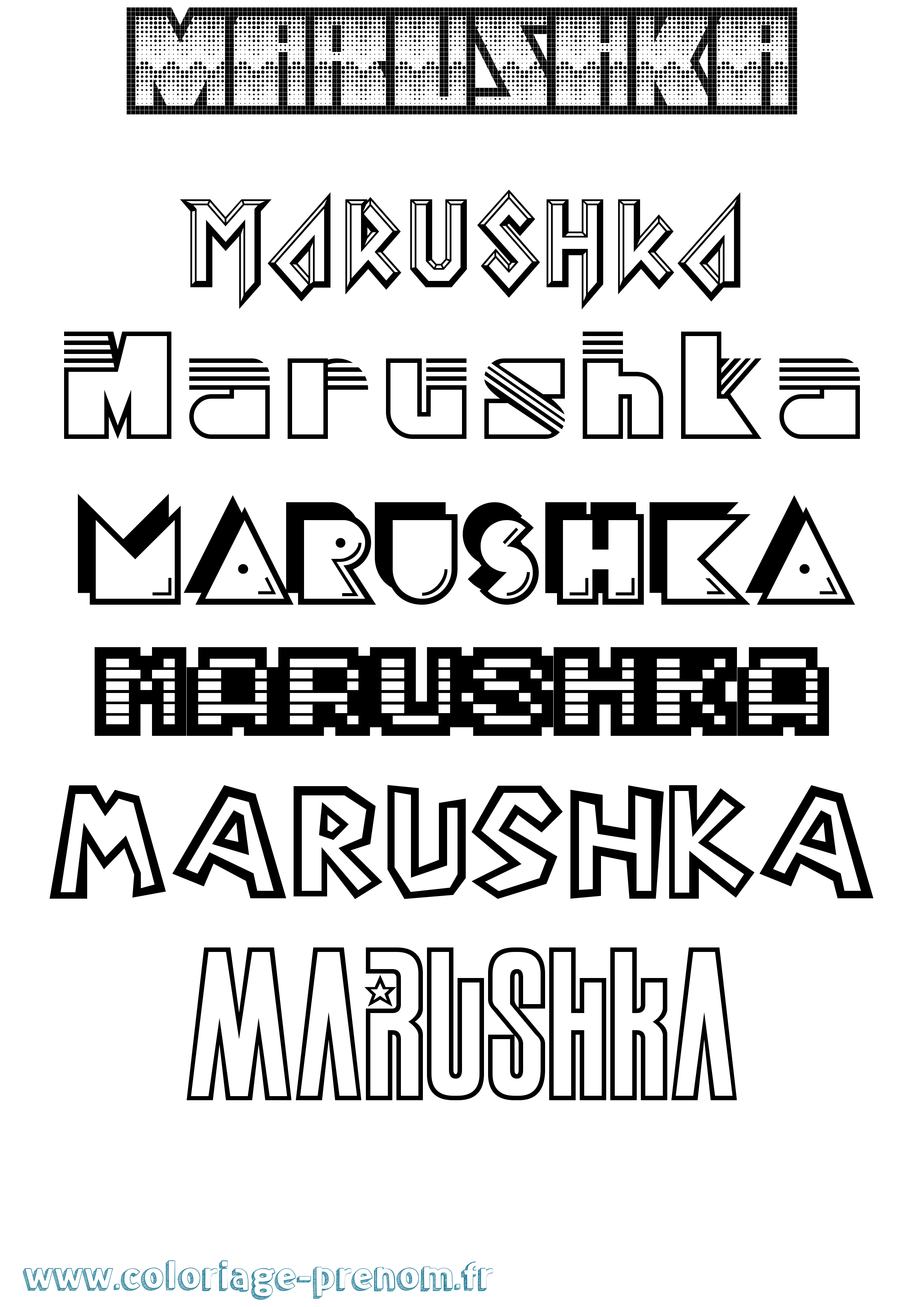 Coloriage prénom Marushka Jeux Vidéos