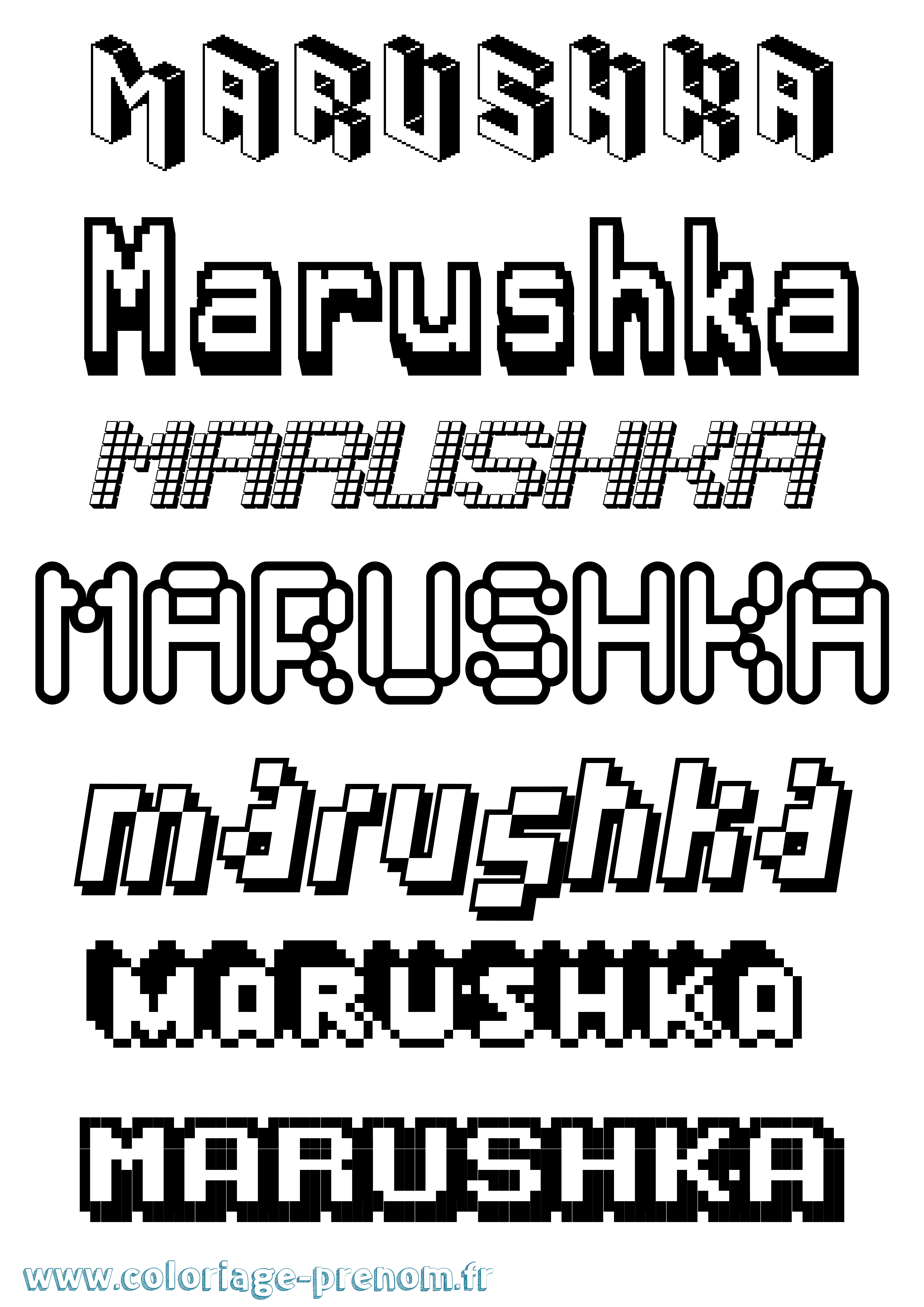 Coloriage prénom Marushka Pixel
