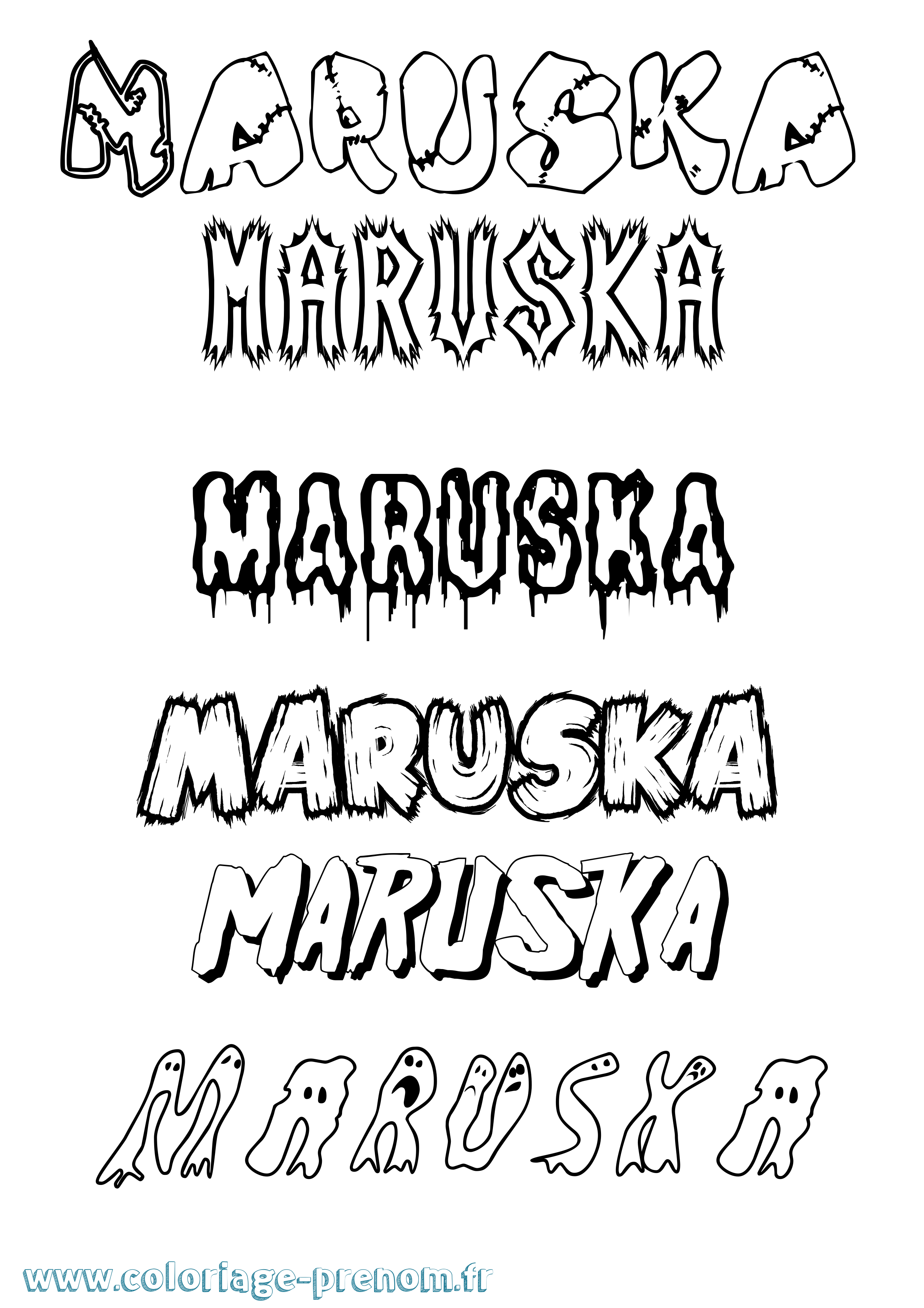 Coloriage prénom Maruska Frisson
