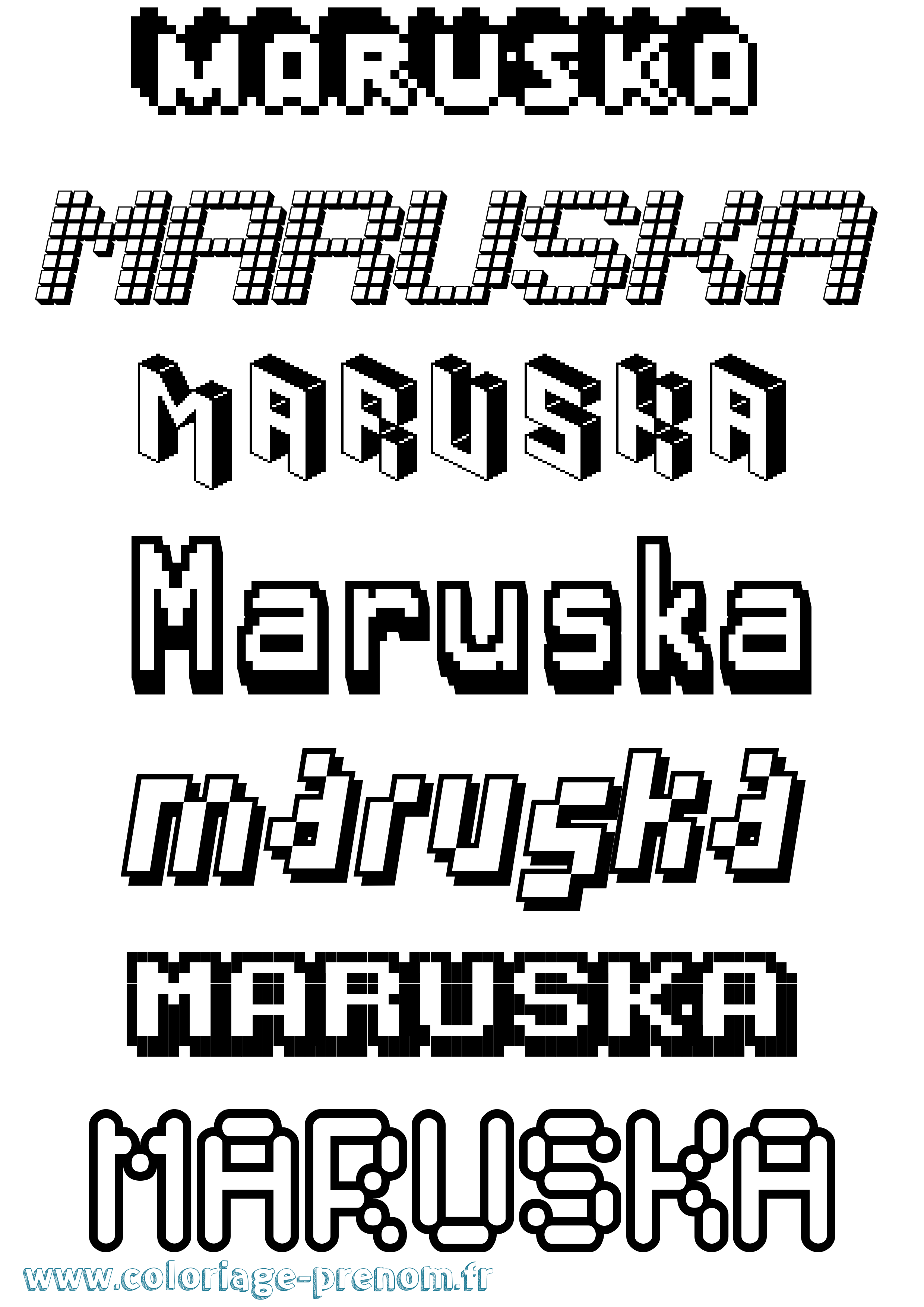 Coloriage prénom Maruska Pixel
