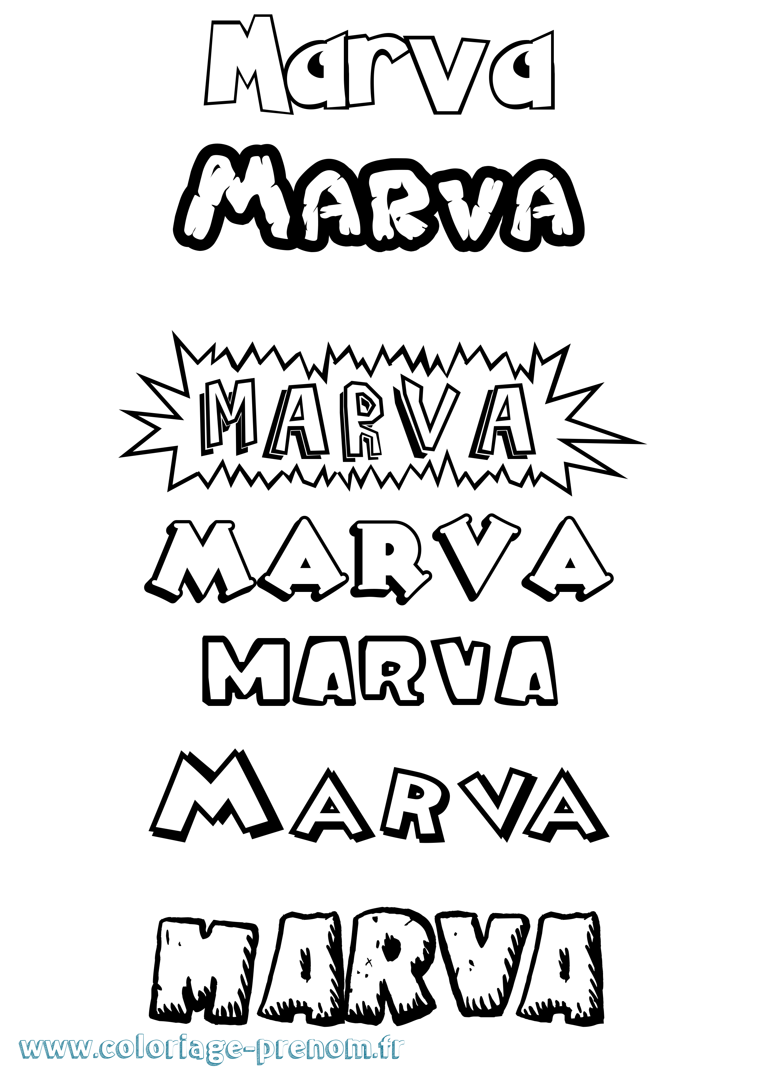 Coloriage prénom Marva Dessin Animé
