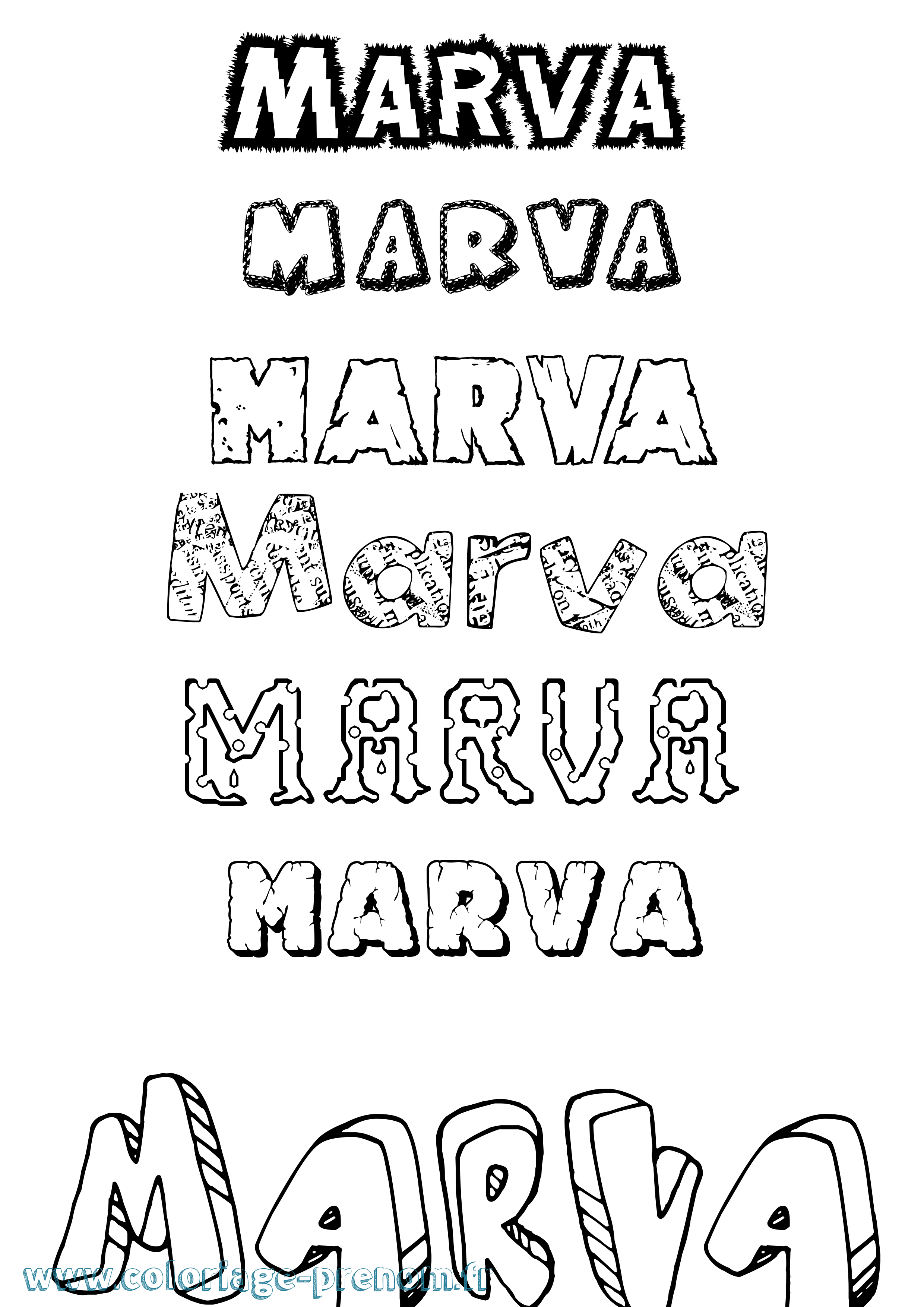 Coloriage prénom Marva Destructuré