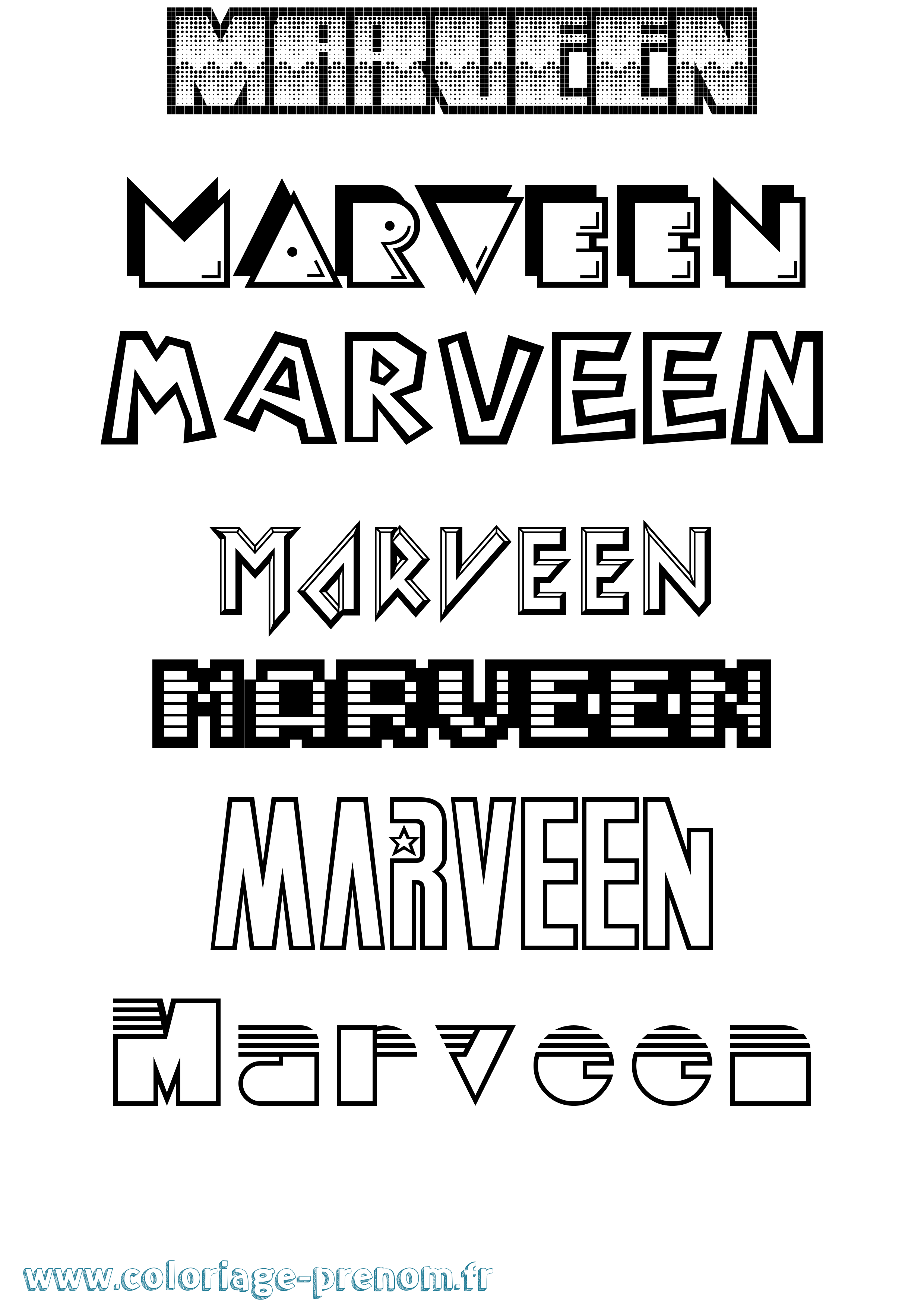 Coloriage prénom Marveen Jeux Vidéos