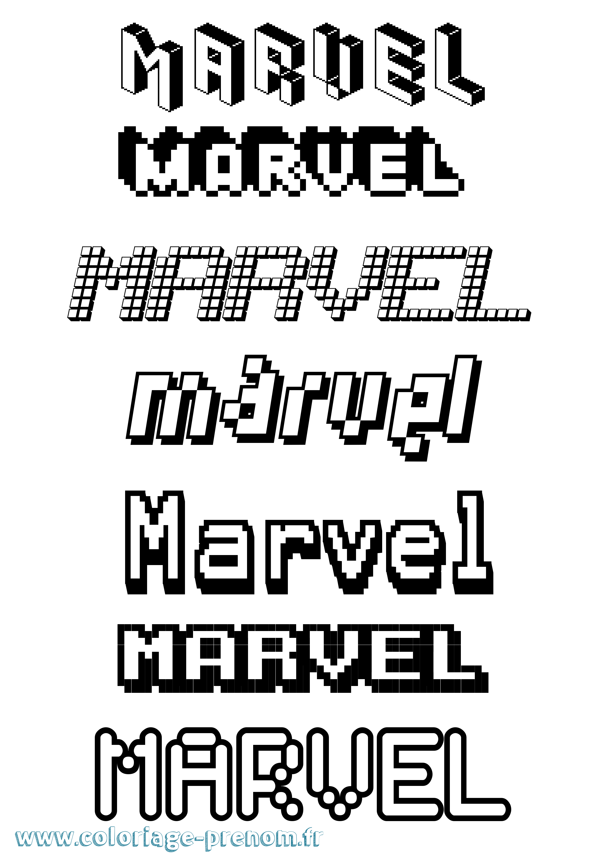 Coloriage prénom Marvel Pixel