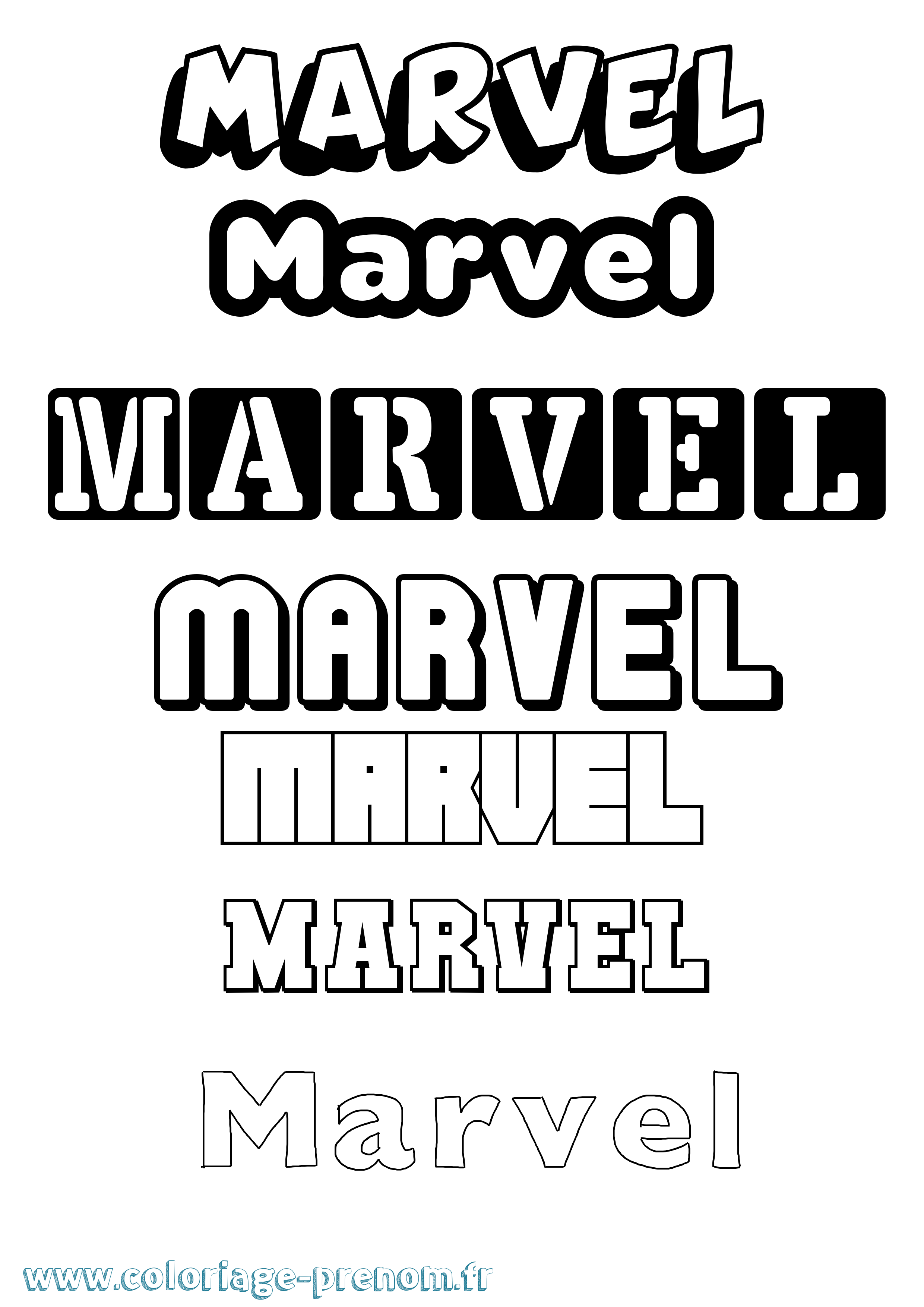 Coloriage prénom Marvel Simple