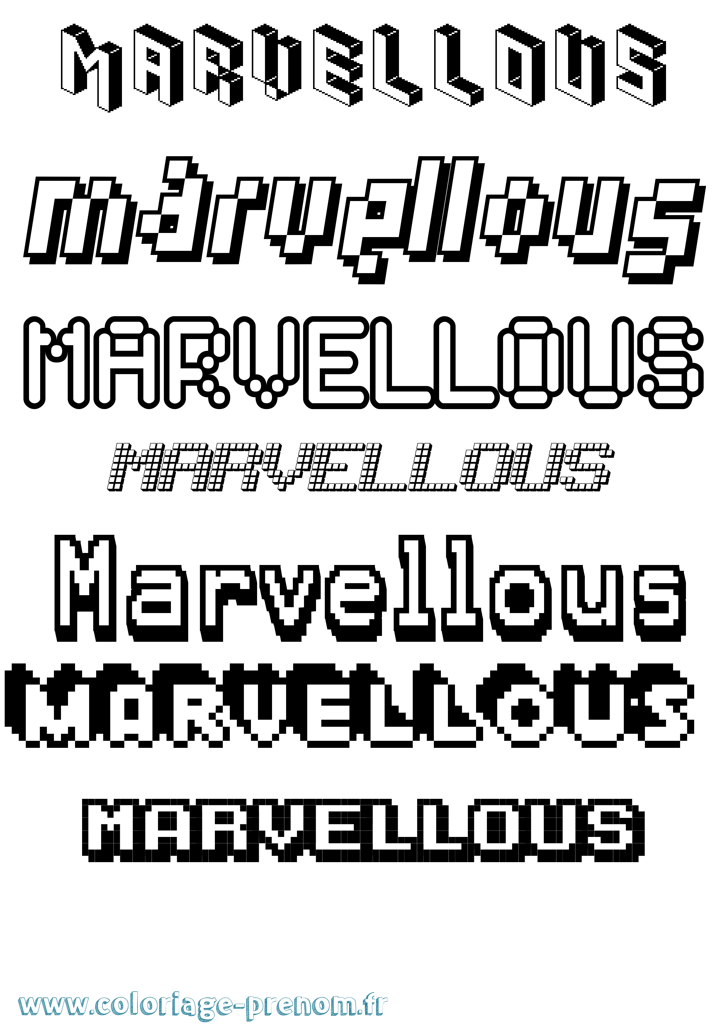 Coloriage prénom Marvellous Pixel