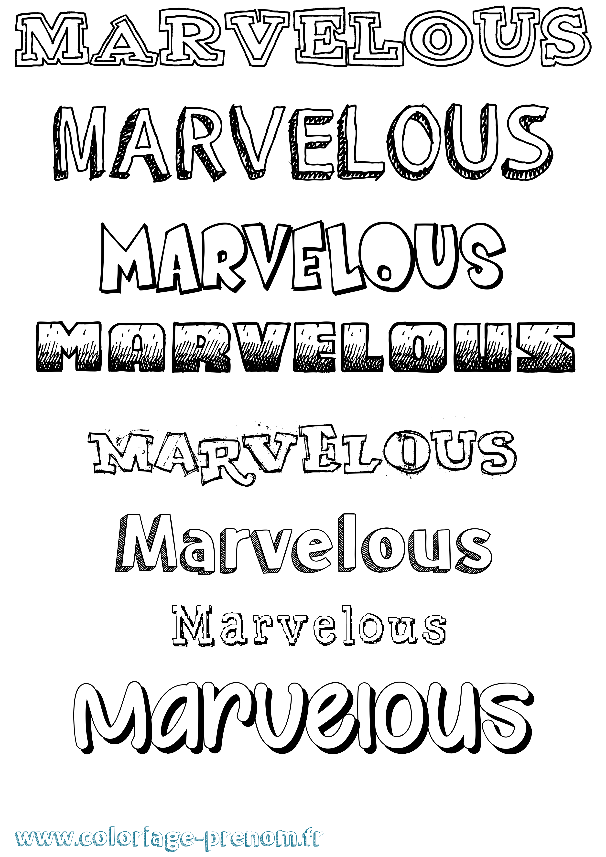 Coloriage prénom Marvelous Dessiné