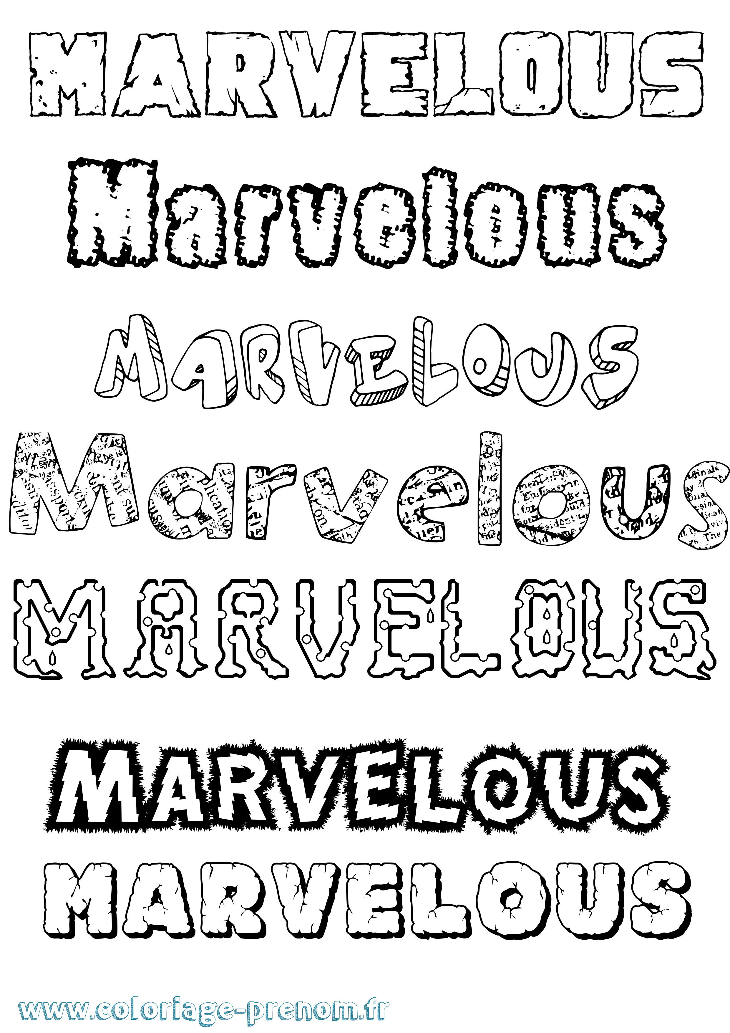 Coloriage prénom Marvelous Destructuré